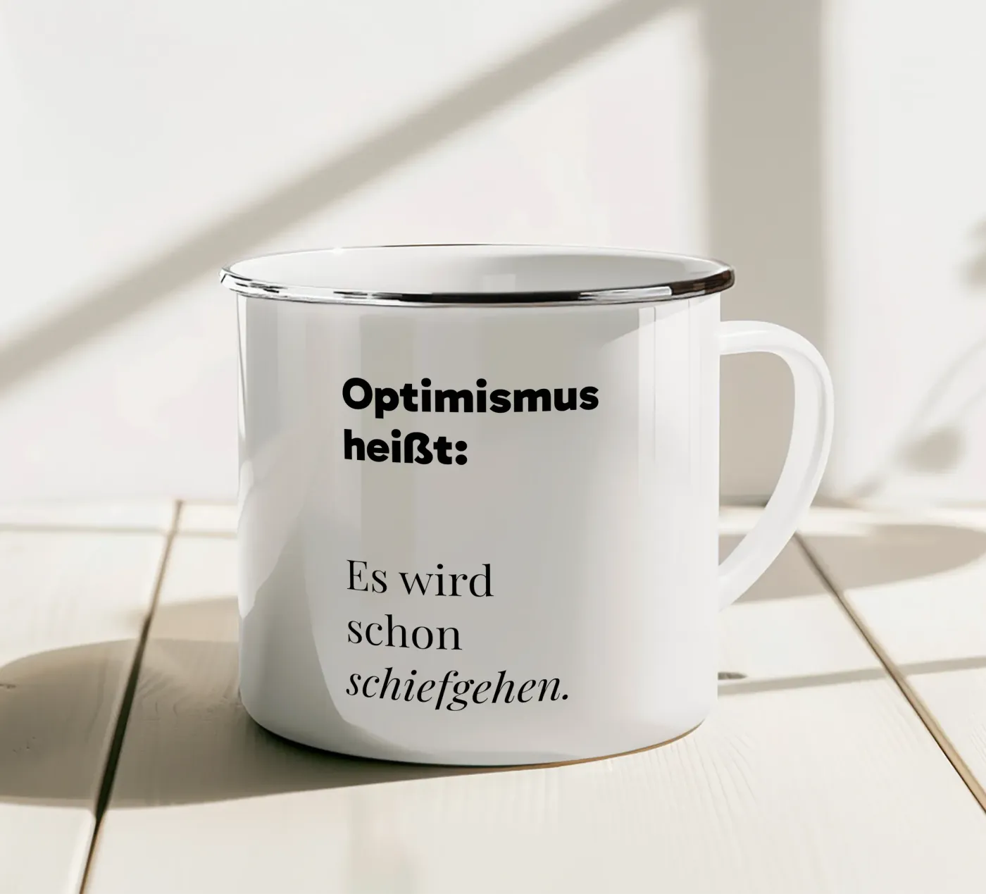 Optimismus tazza in smalto da color&shape