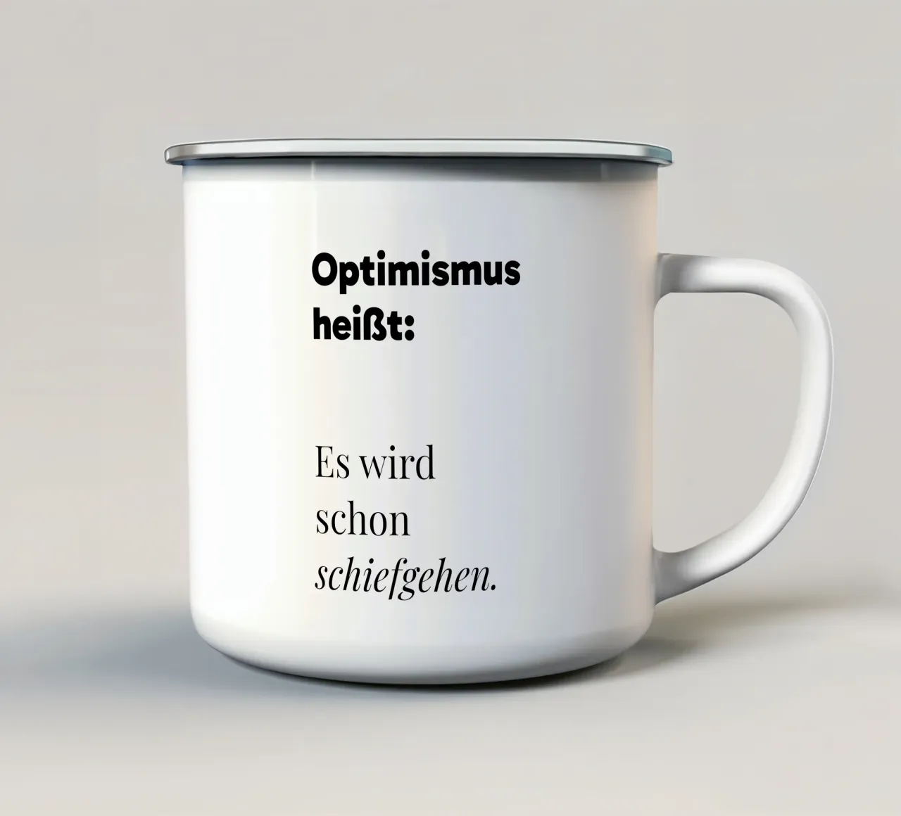 Optimismus enamel mug by color&shape