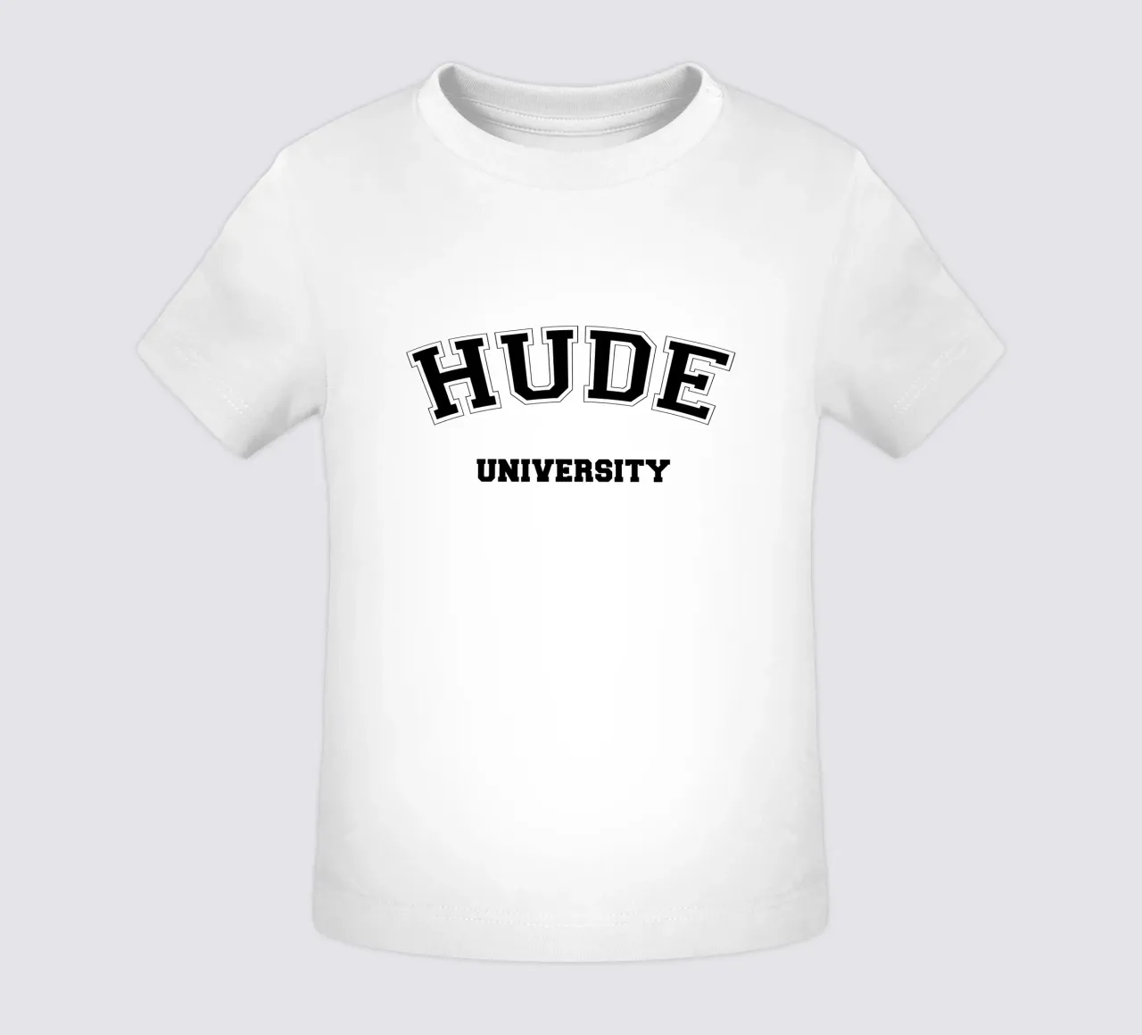 Hude University: Schriftzug in schwarz baby t-shirt by Pulse of Art
