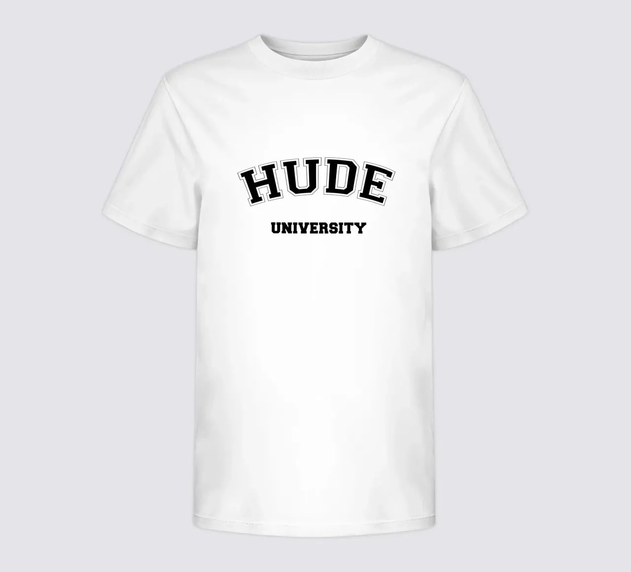 Hude University: Schriftzug in schwarz kids t-shirt by Pulse of Art