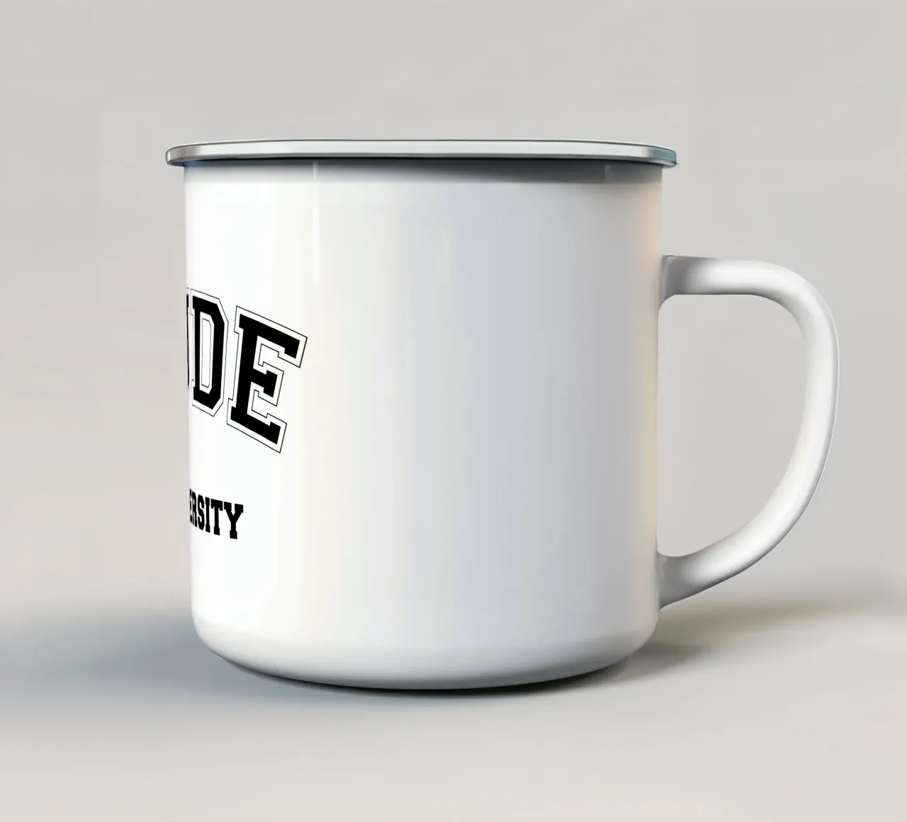 Hude University: Schriftzug in schwarz tazza in smalto da Pulse of Art