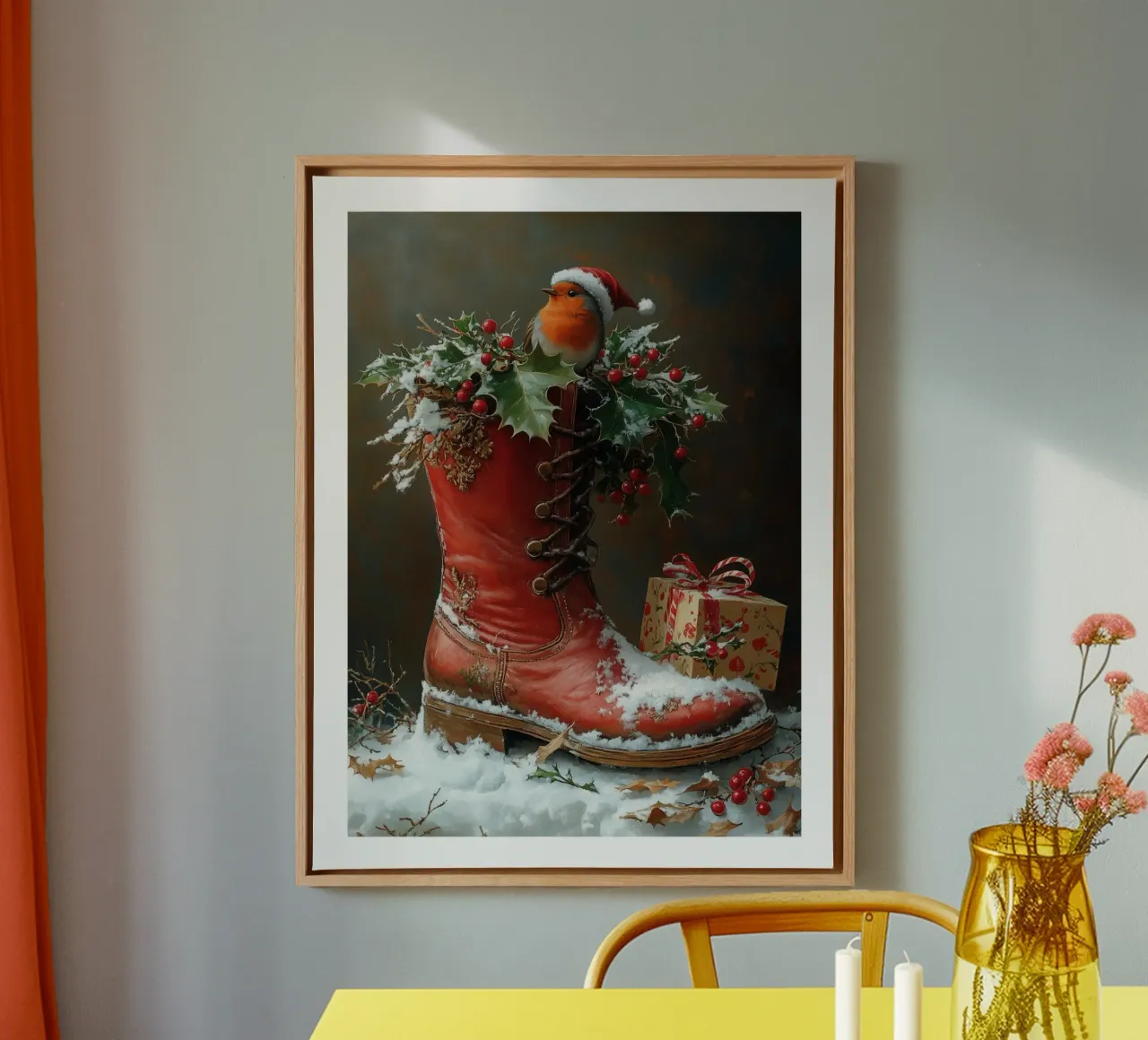 Botas de Navidad lienzo con Marco flotante de DWA