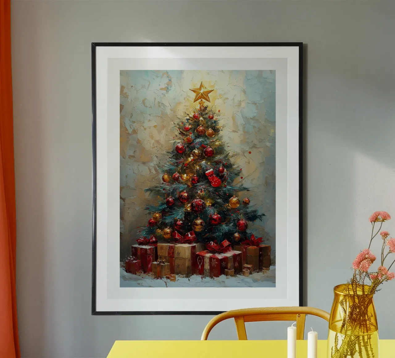 Christmas tree poster with wooden frame by DWA