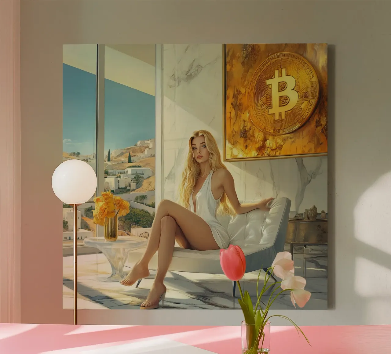 Titolare di Bitcoin tela con Cornice a cassetta da Motivate-Today