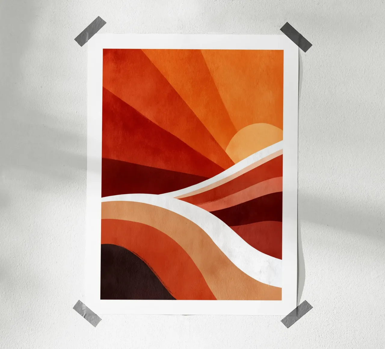 Abstract red sunset poster by DWA