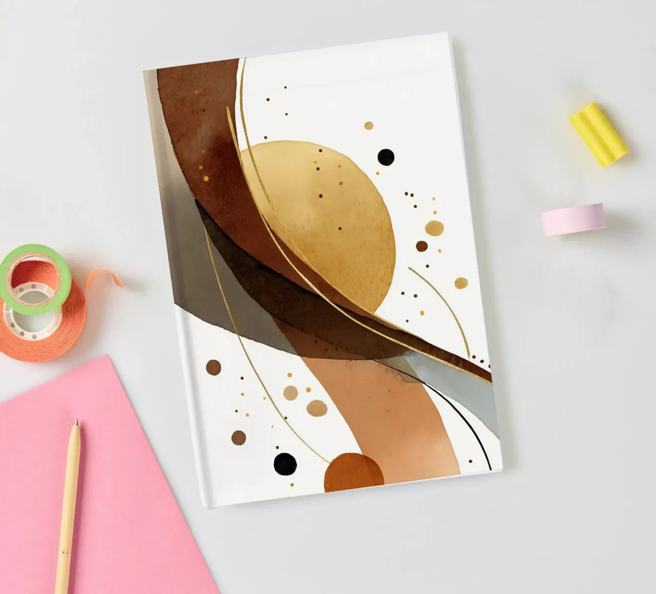 Golden abstraction in caramel tones notebook by DWA