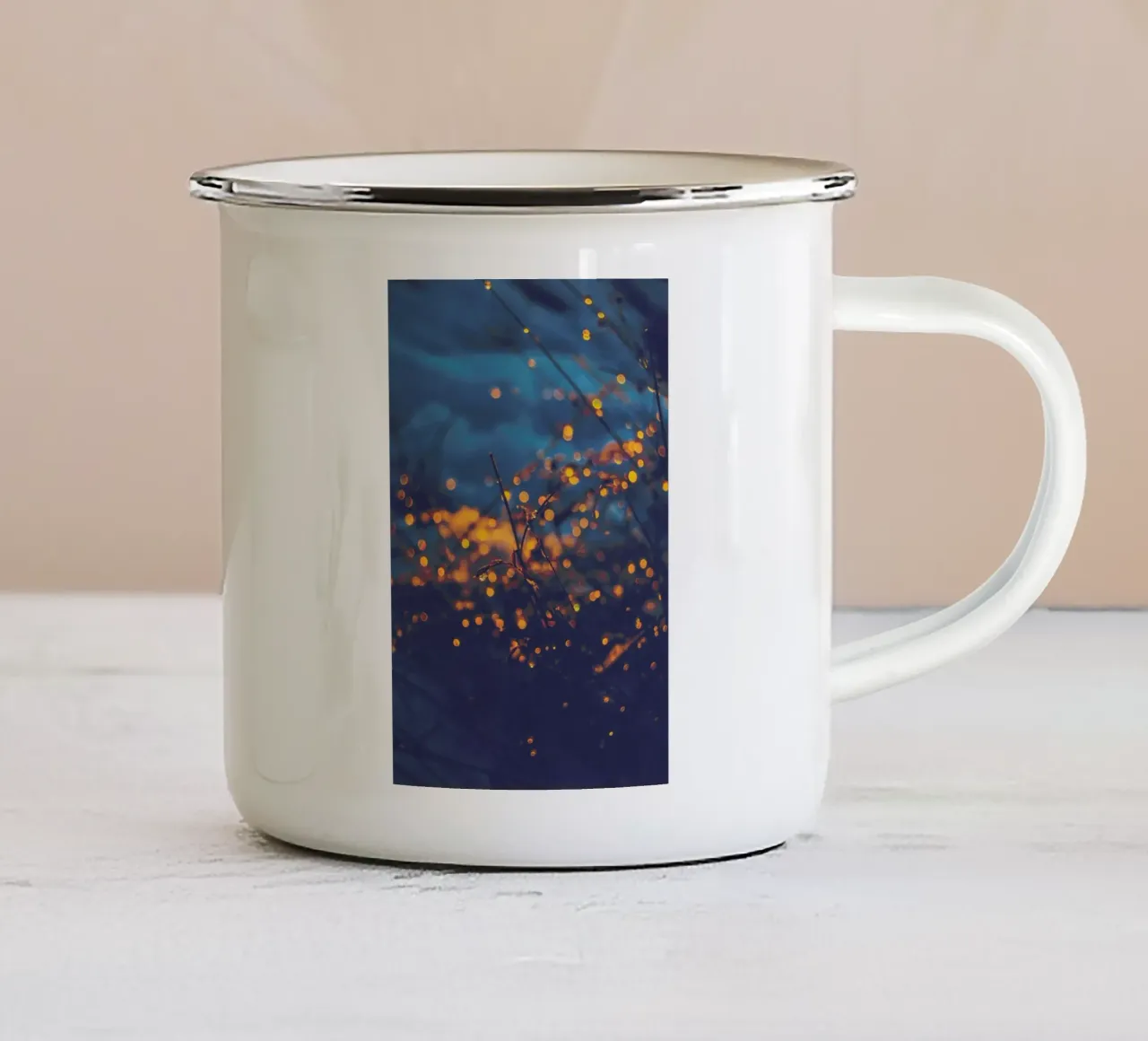 The Particles Emaille Tasse von Pale Grain