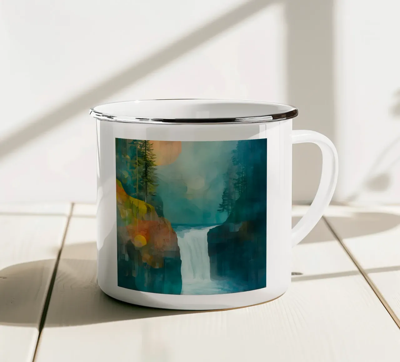 Fiume tra le montagne tazza in smalto da LaylaOzHome