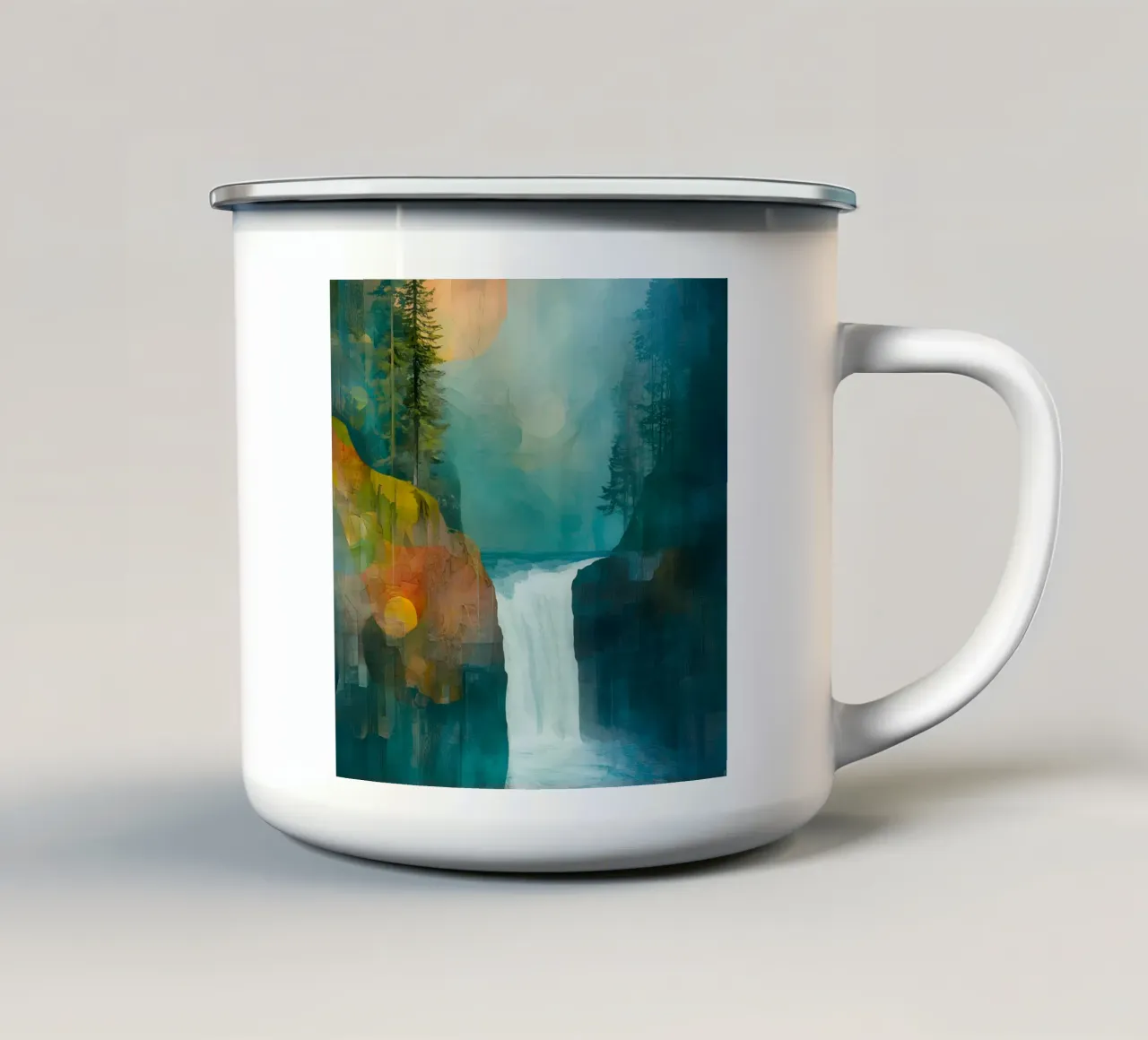 Fiume tra le montagne tazza in smalto da LaylaOzHome