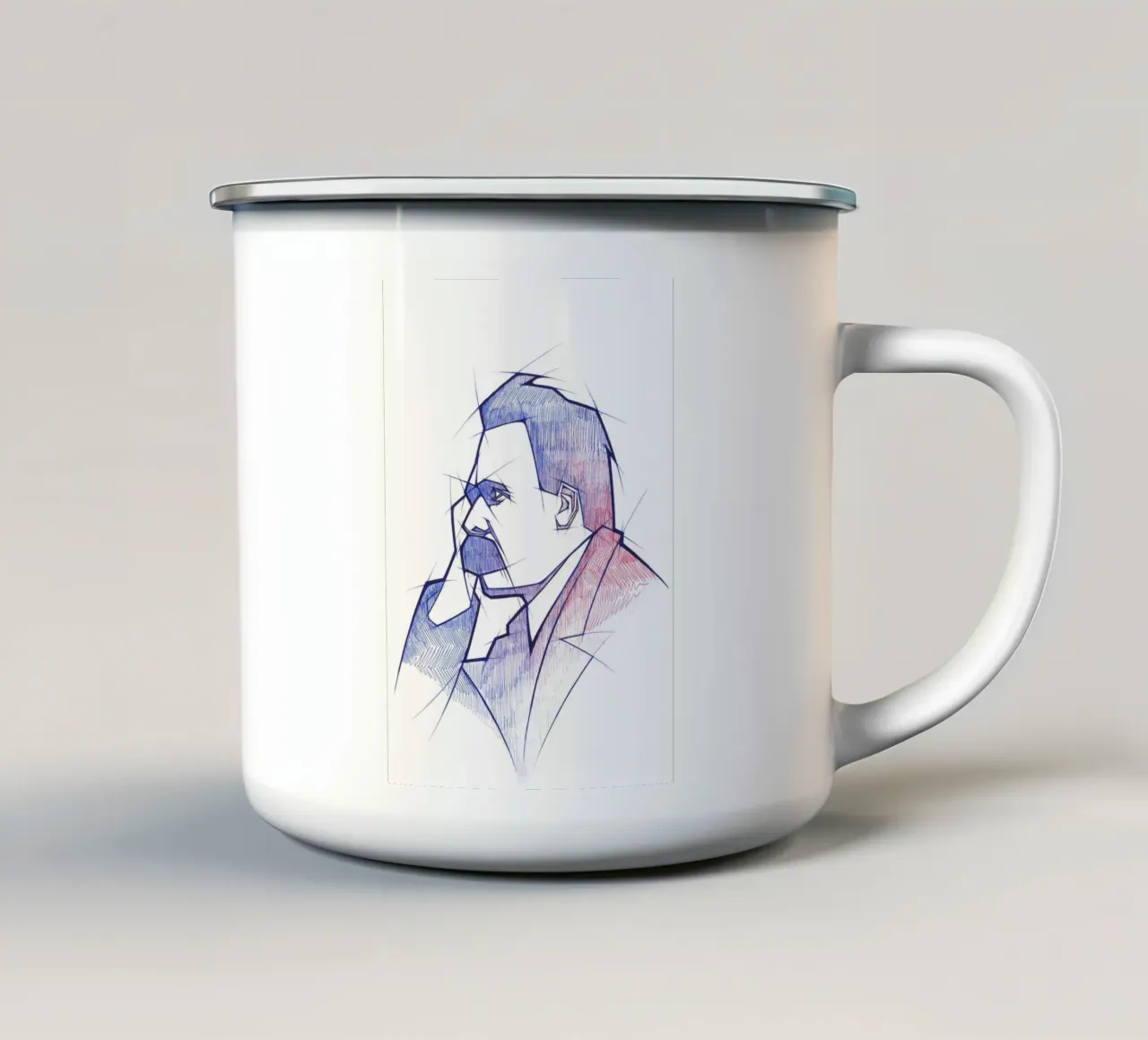 Friedrich Nietzsche tazza in smalto da Johannes Siemensmeyer