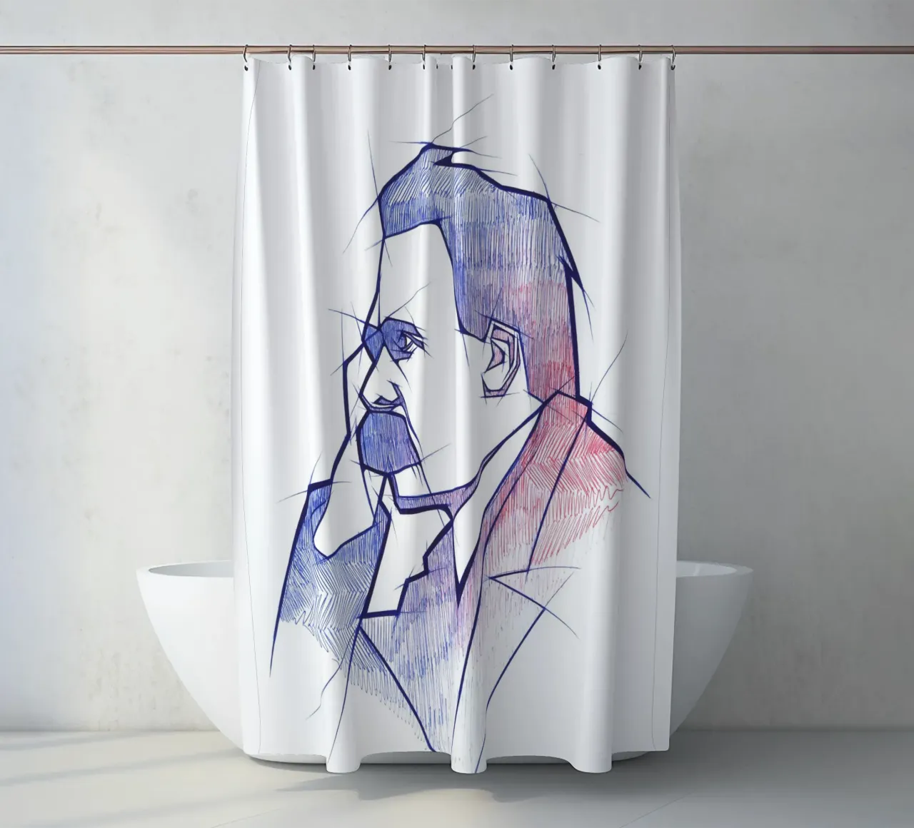 Friedrich Nietzsche shower curtain by Johannes Siemensmeyer