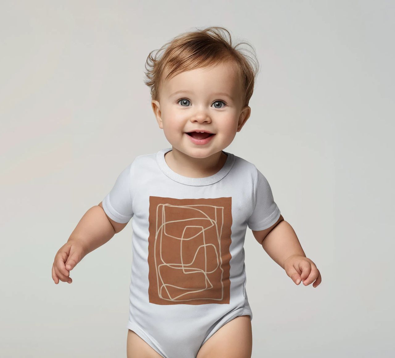 Abstract line art 22 short-sleeve baby romper by ThingDesign