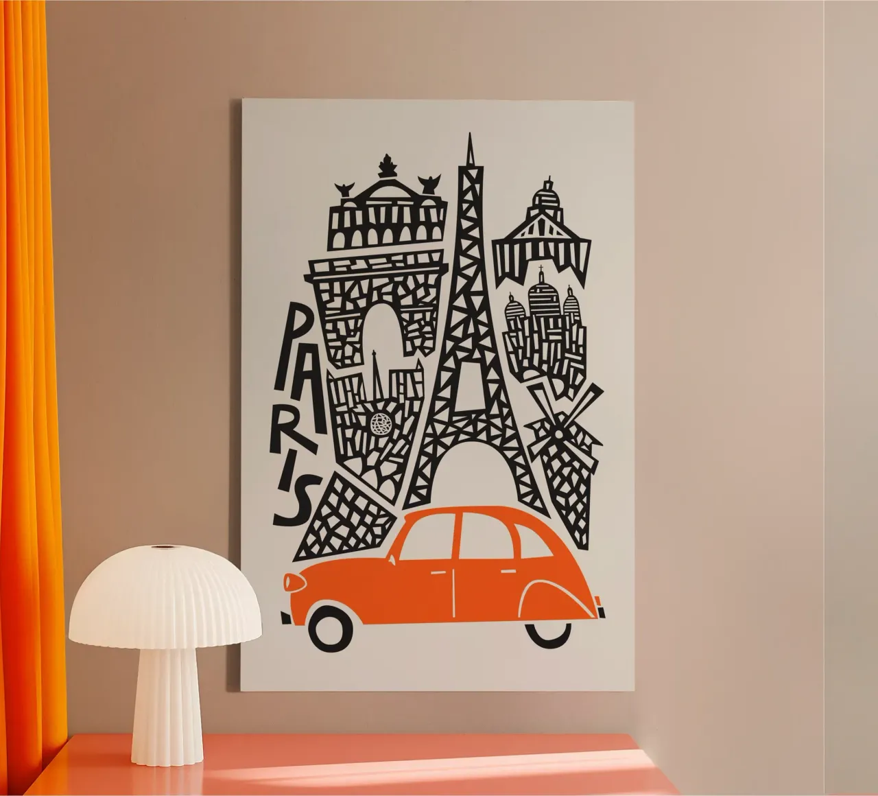 Parijs stadsbeeld canvas met Baklijst van Fox & Velvet