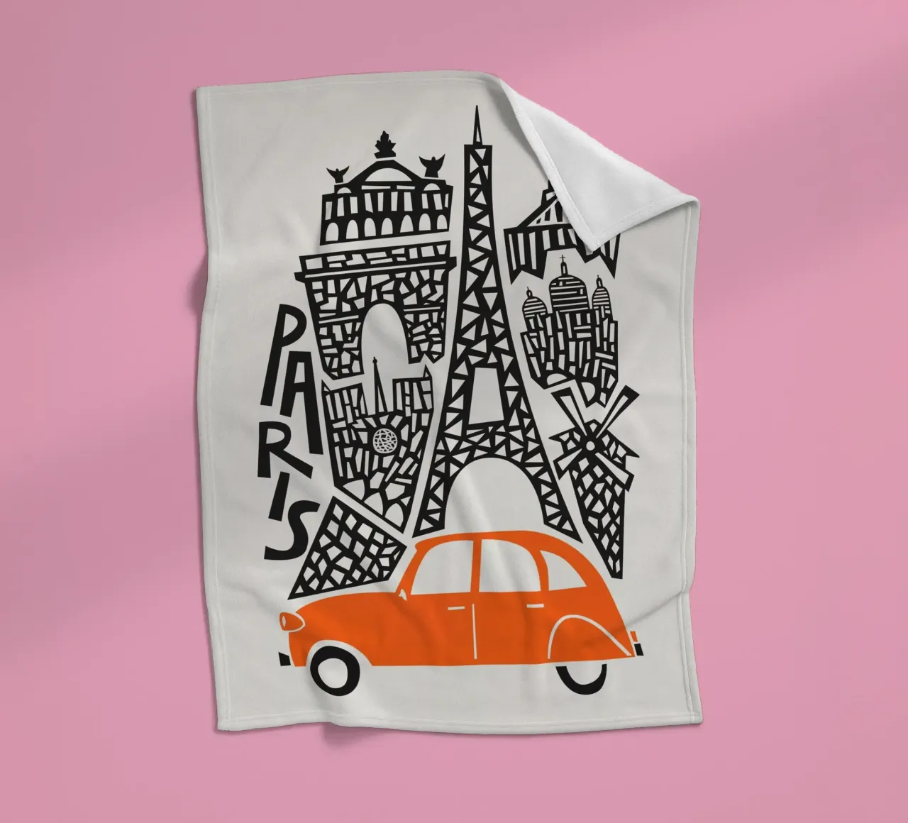 Paris Cityscape fleece blanket by Fox & Velvet