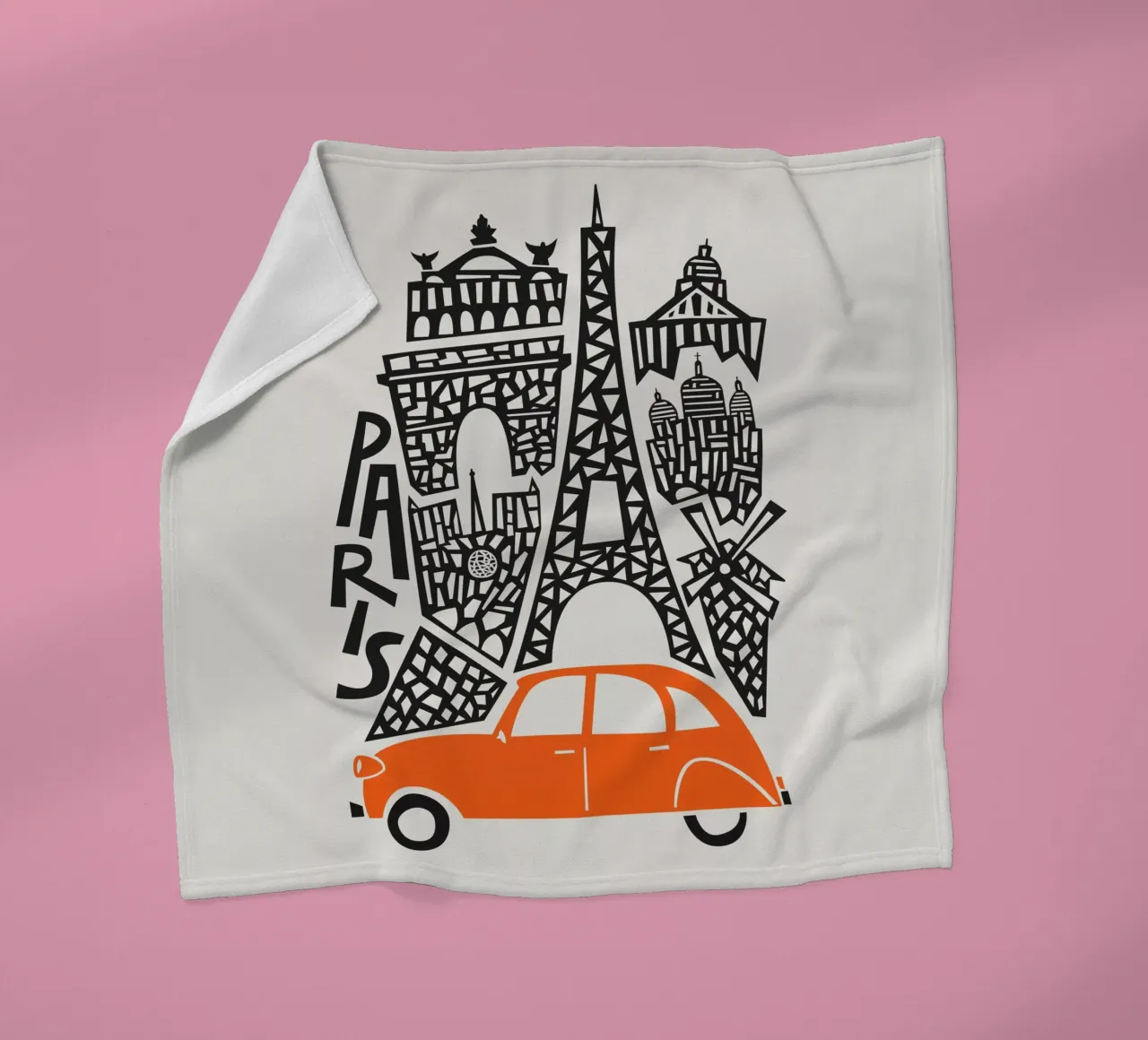 Paris Cityscape fleece blanket by Fox & Velvet