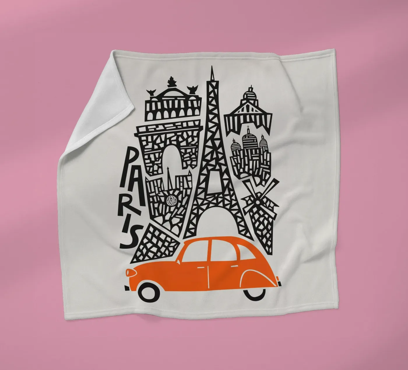 Paris Cityscape fleece blanket by Fox & Velvet