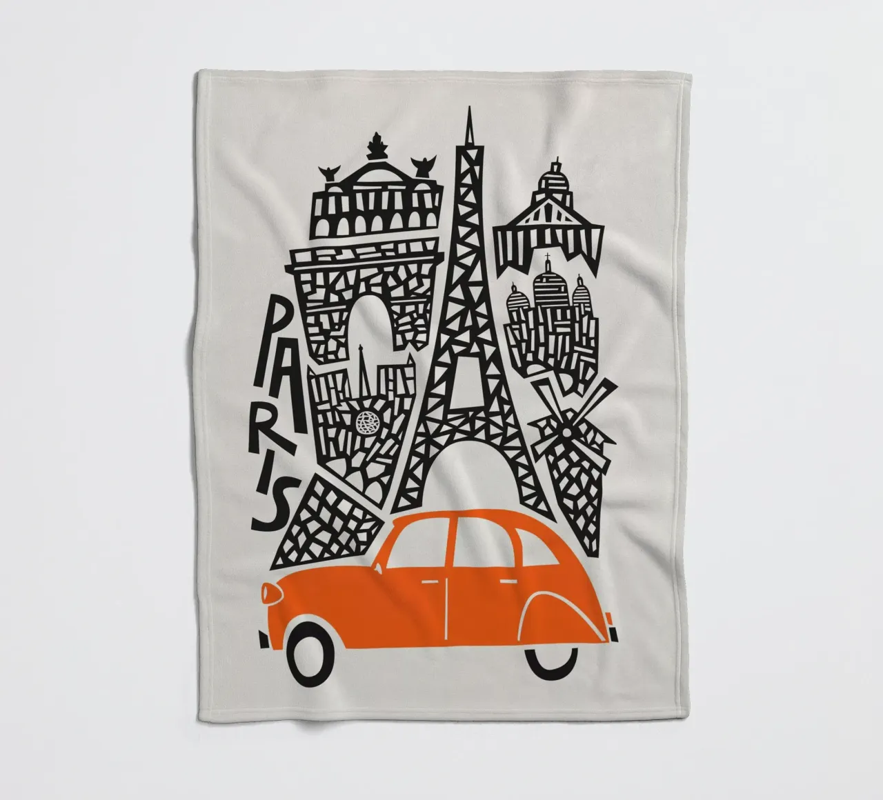 Paris Cityscape fleece blanket by Fox & Velvet