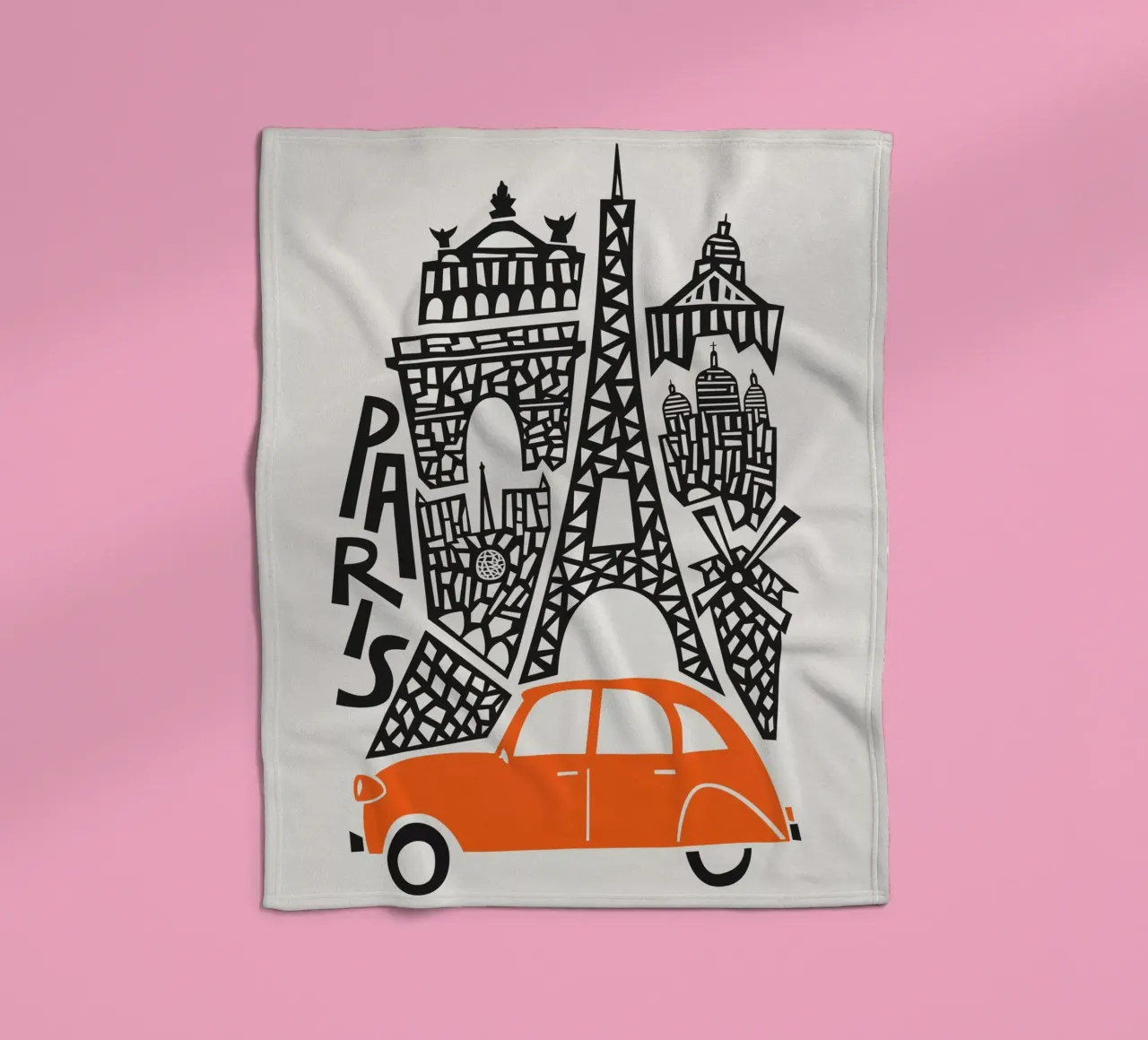 Paris Cityscape fleece blanket by Fox & Velvet