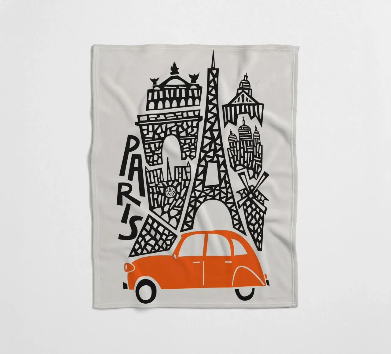 Paris Cityscape fleece blanket by Fox & Velvet