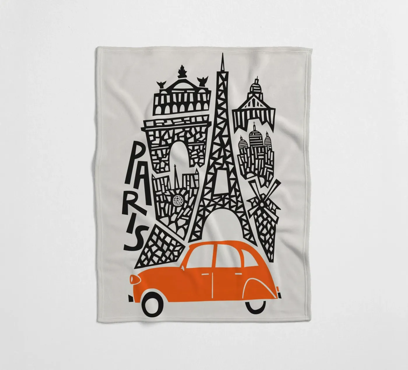 Paris Cityscape fleece blanket by Fox & Velvet