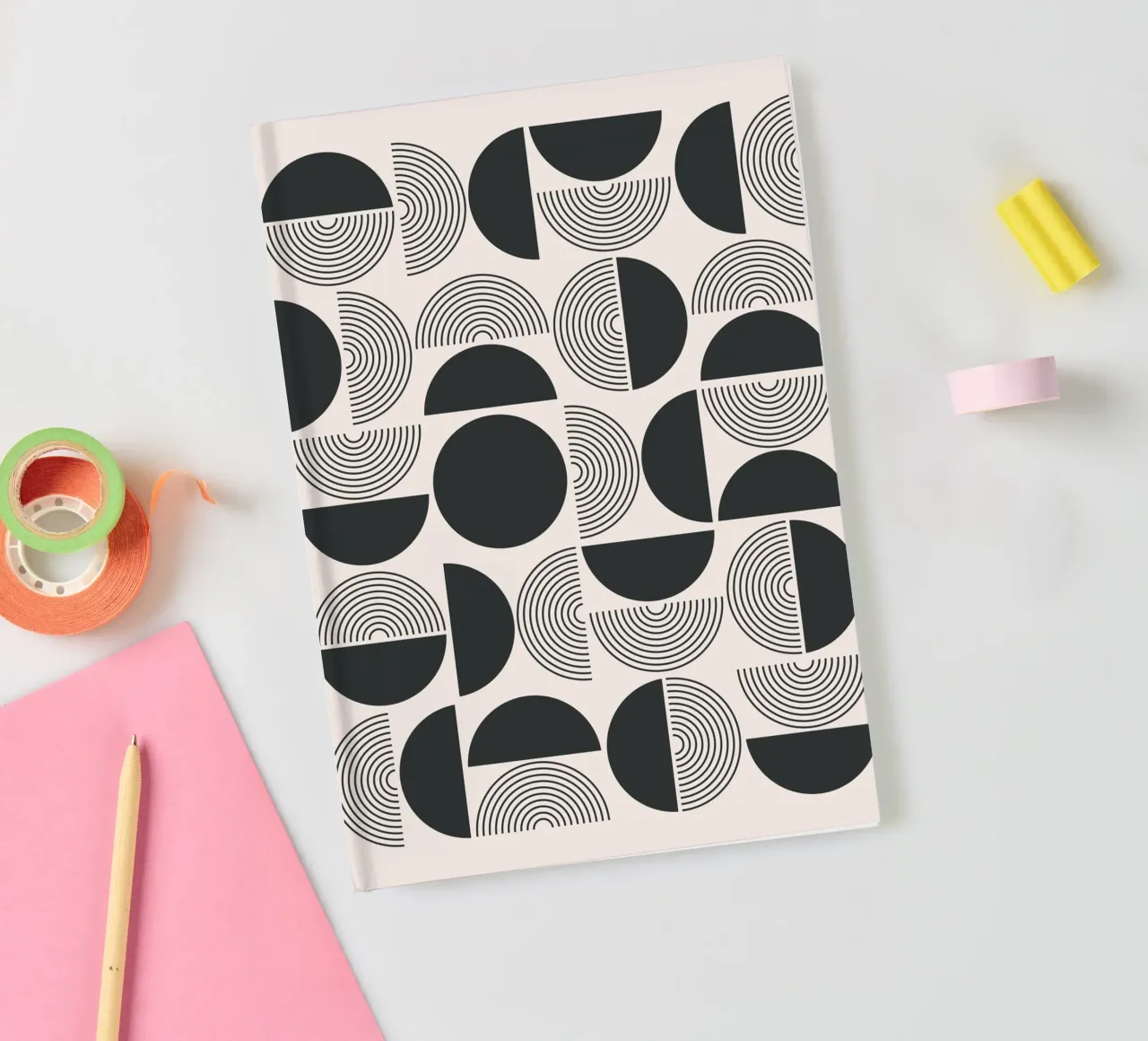 Geometric black and white pattern notebook by Whole©