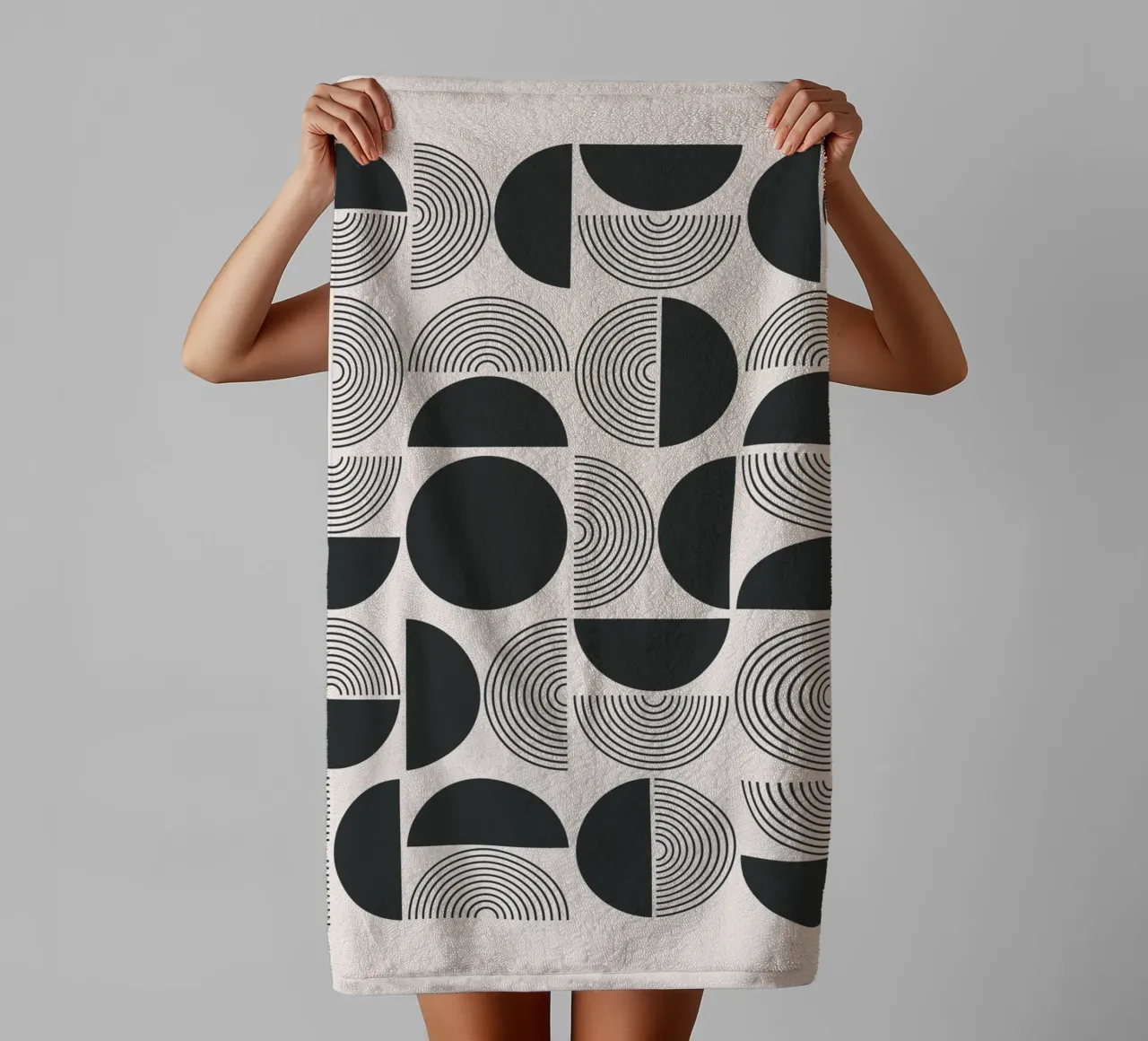 Geometric black and white pattern towel by Whole©