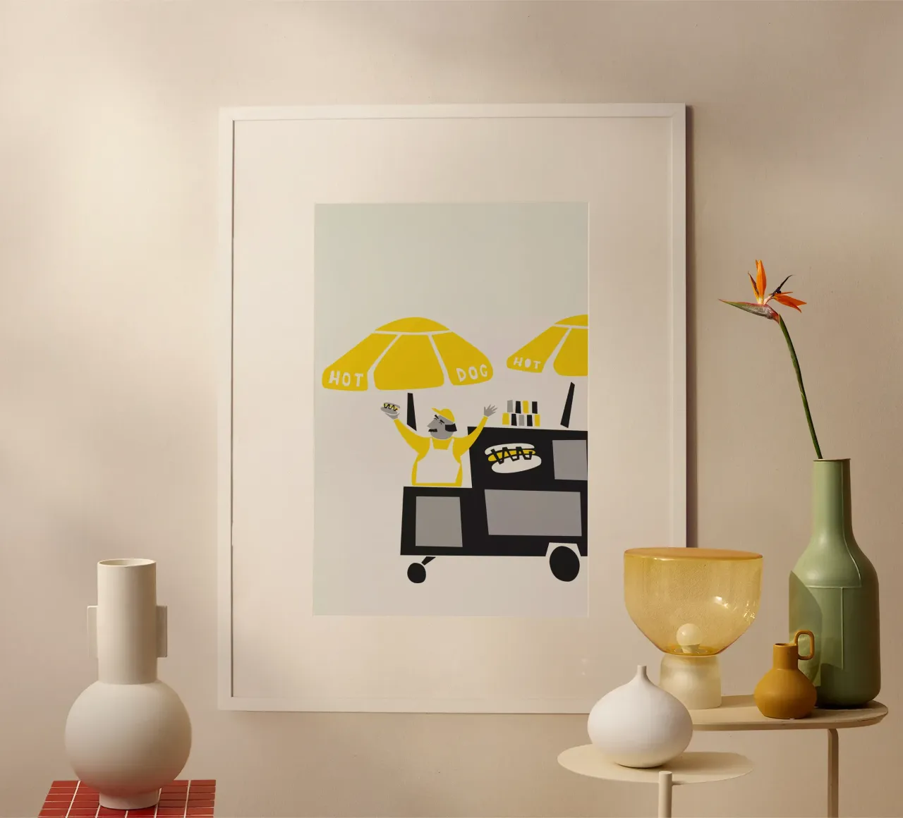 Stand di hot dog di New York poster con telaio in plastica da Fox & Velvet
