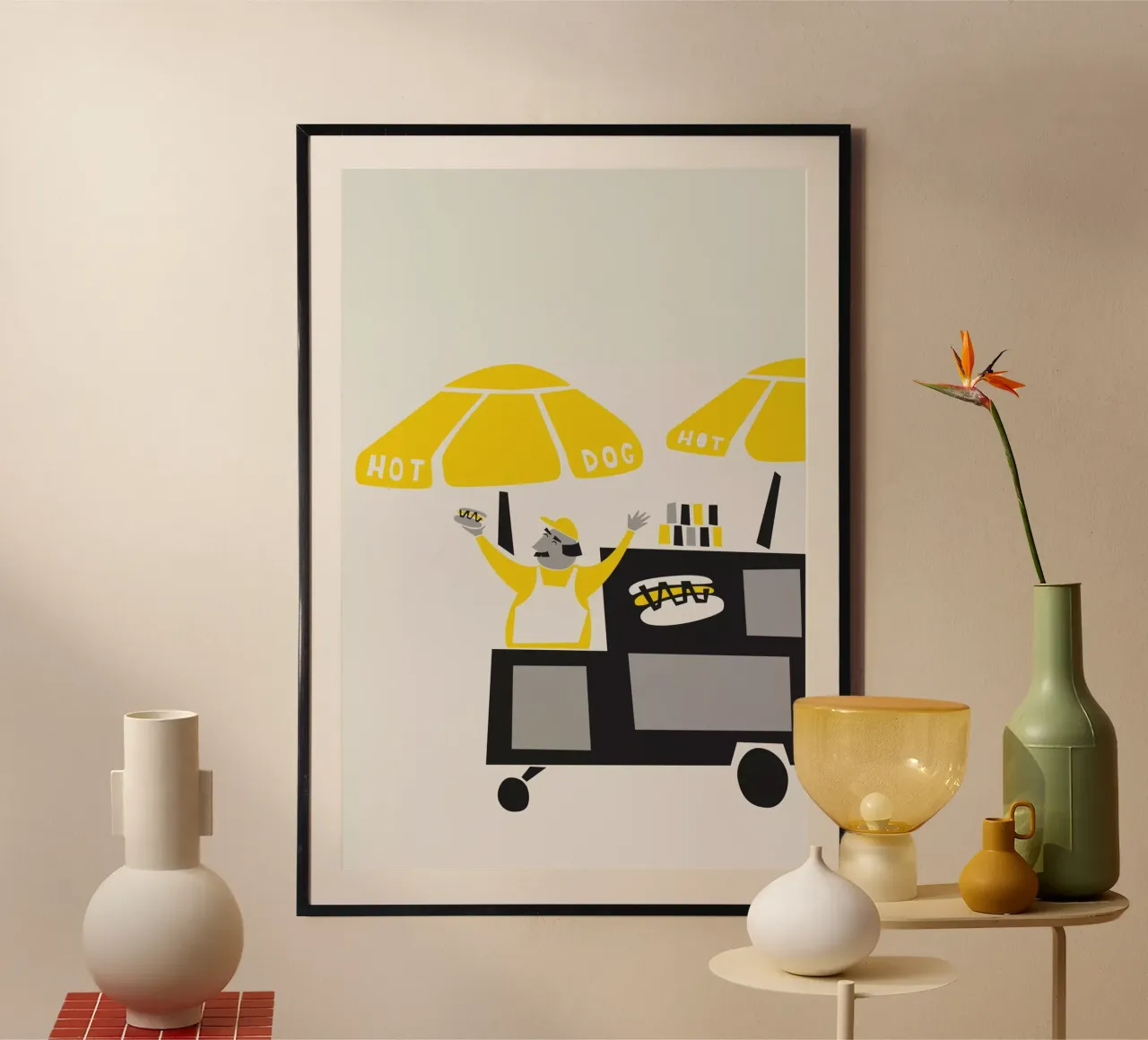Stand di hot dog di New York poster con telaio in plastica da Fox & Velvet