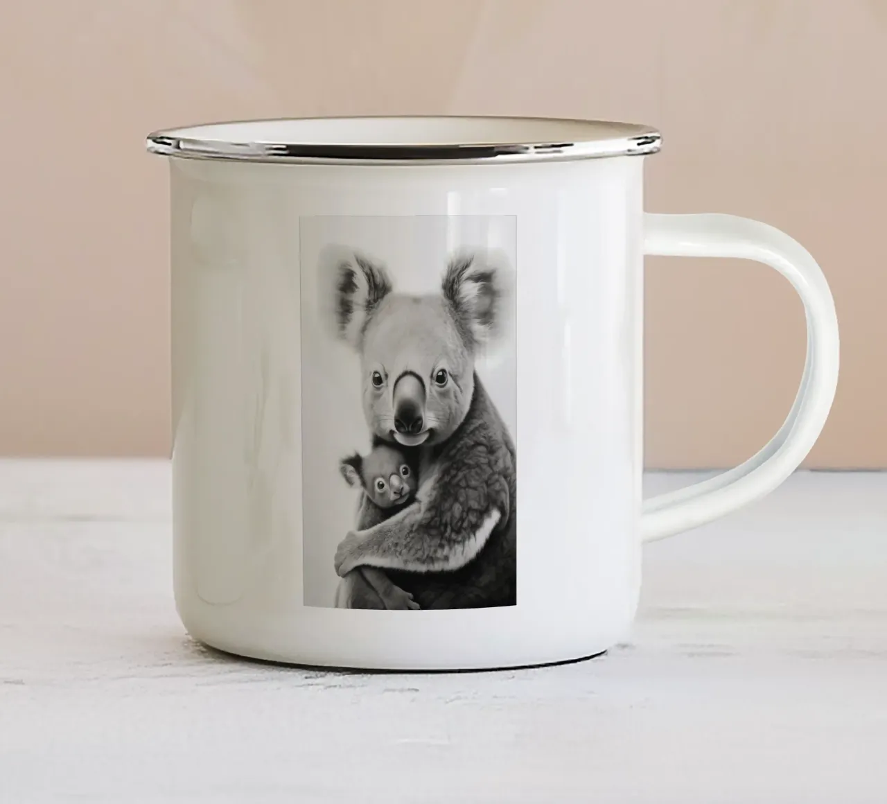 Un simpatico abbraccio tra koala tazza in smalto da Carinaprint