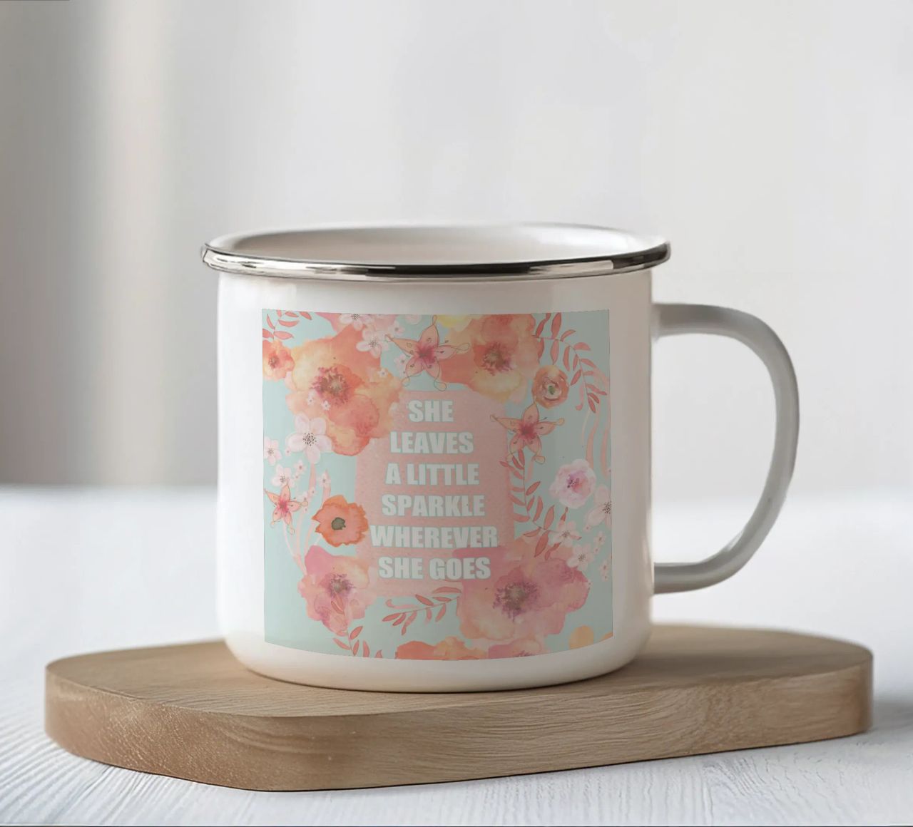 Lascia un po' di scintille tazza in smalto da Monika Strigel