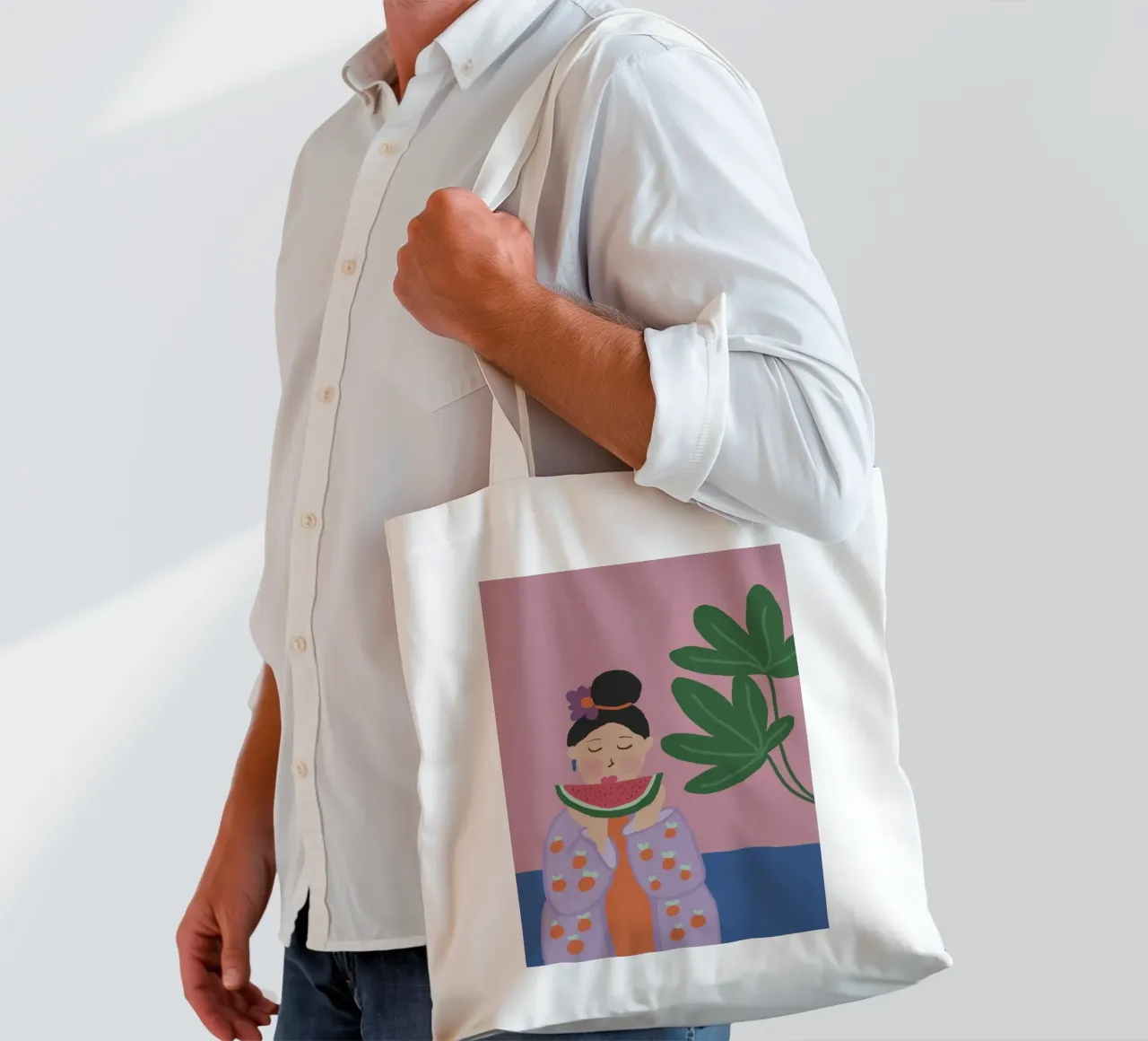 Donna con melone borsa in juta da hej malu