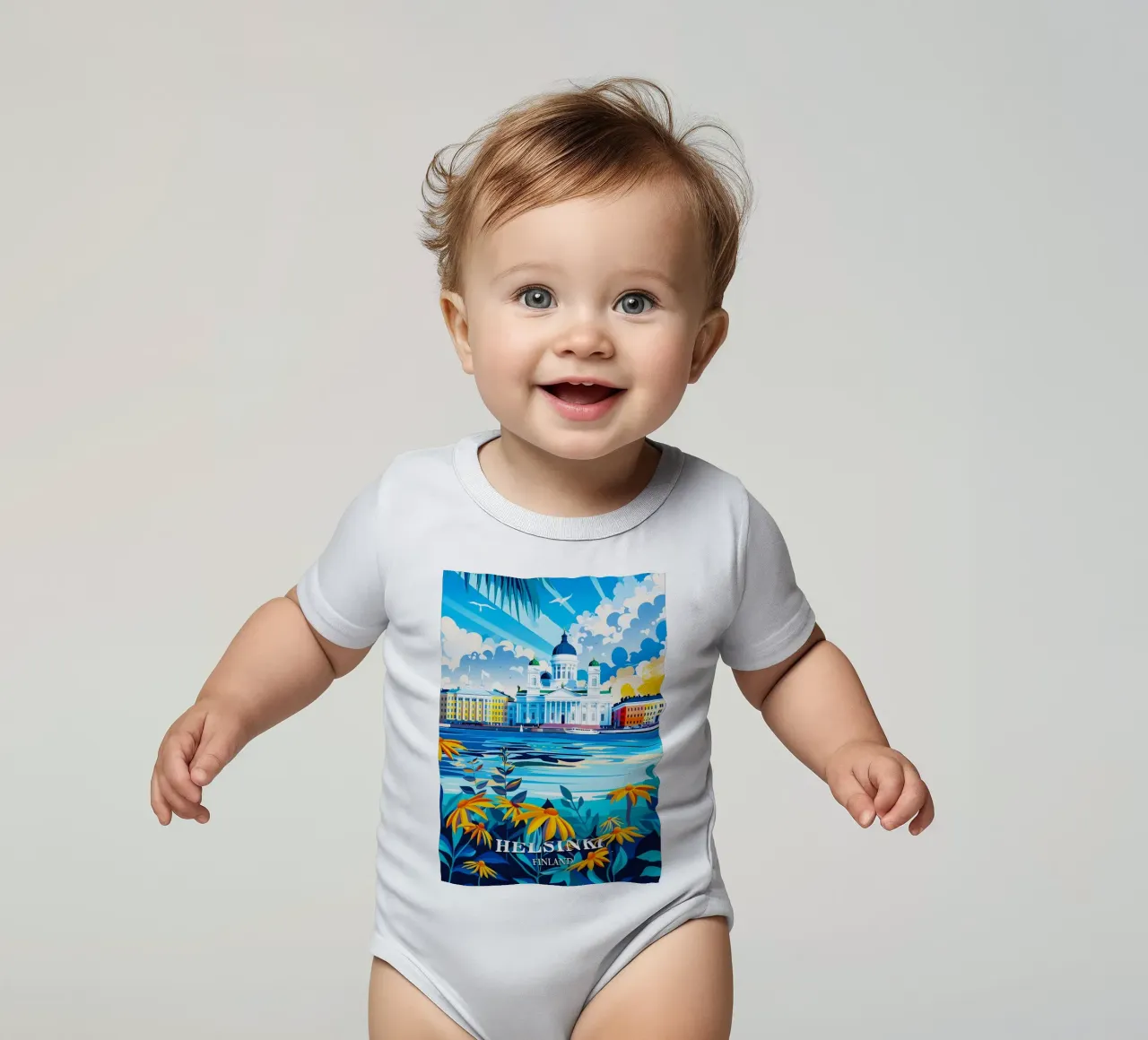 Helsinki Finland body neonato maniche corte da Travelstudio