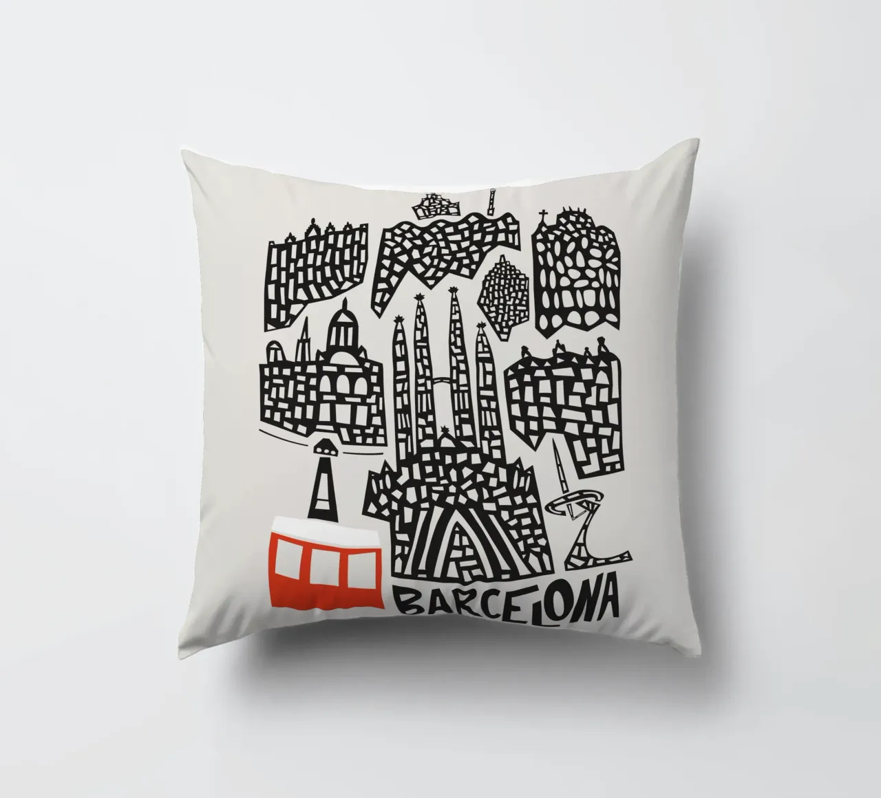 Paesaggio urbano di Barcellona cuscino da Fox & Velvet