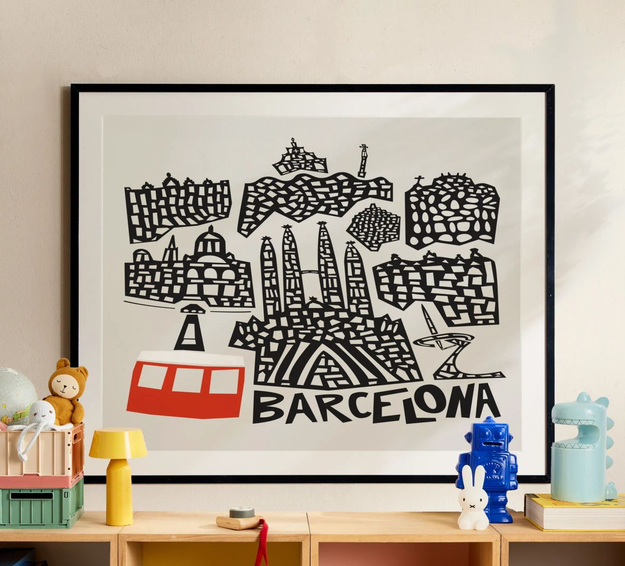 Barcelona Cityscape poster by Fox & Velvet