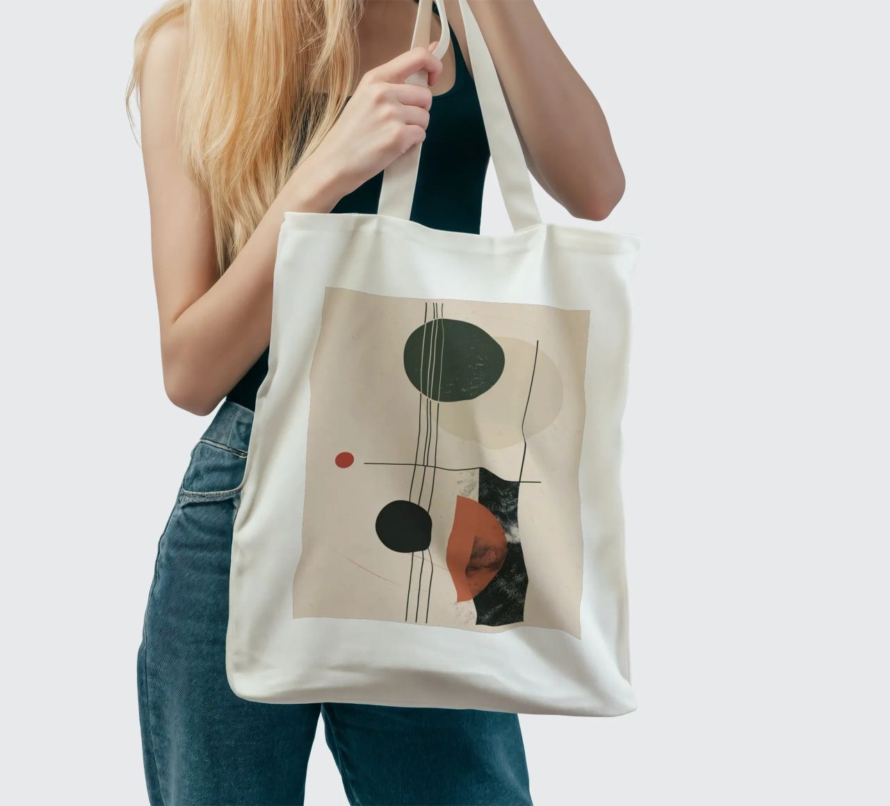 Design a geometria astratta borsa in juta da Whole©