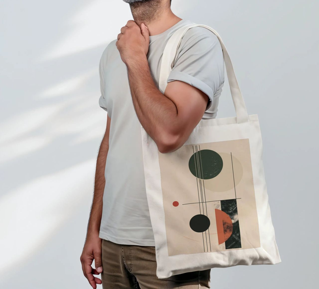 Design a geometria astratta borsa in juta da Whole©