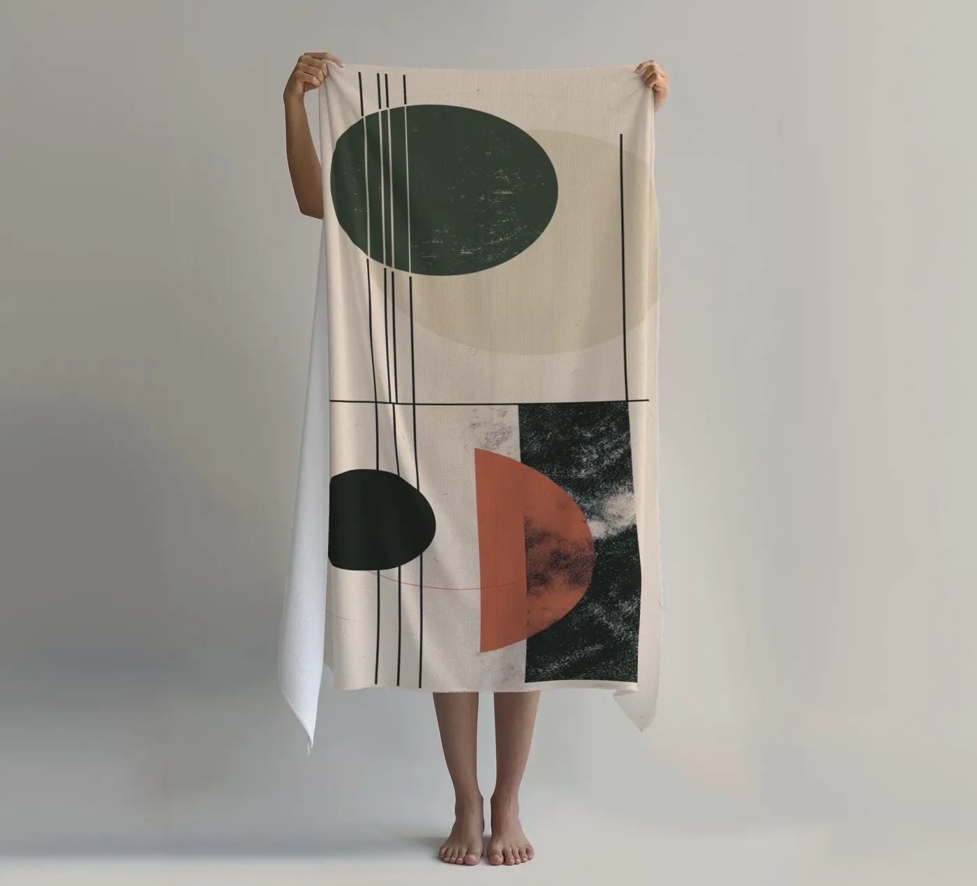 Ontwerp met abstracte geometrie strandhanddoek van Whole©