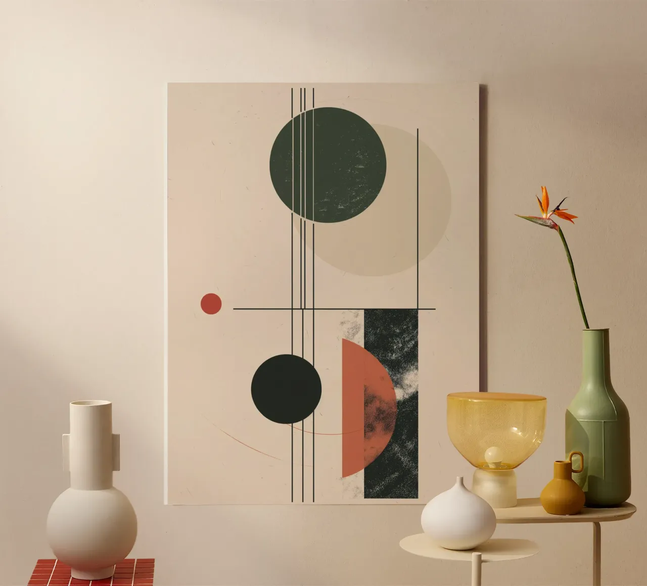 Ontwerp met abstracte geometrie canvas van Whole©