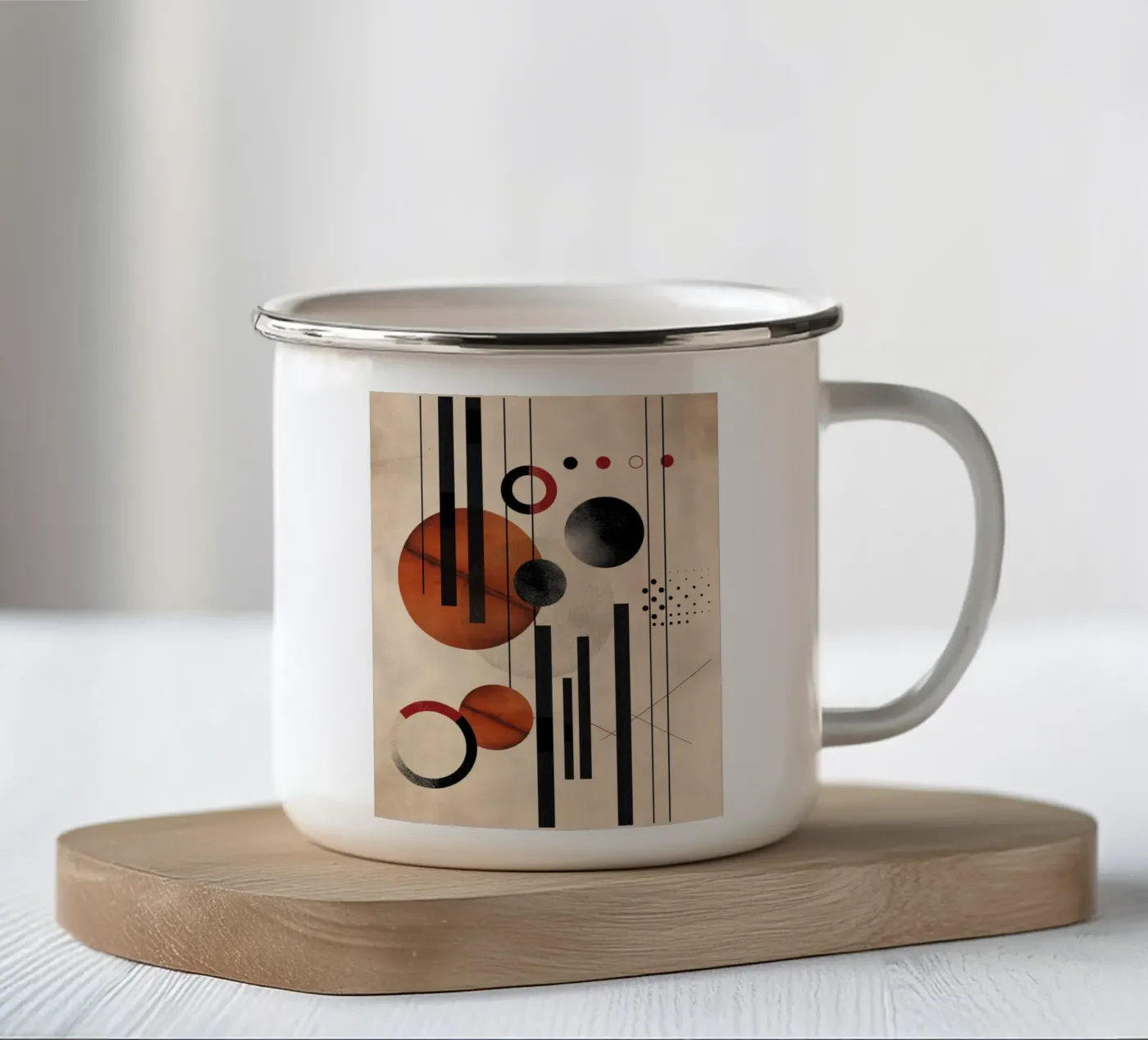 Modern geometry composition enamel mug by Whole©