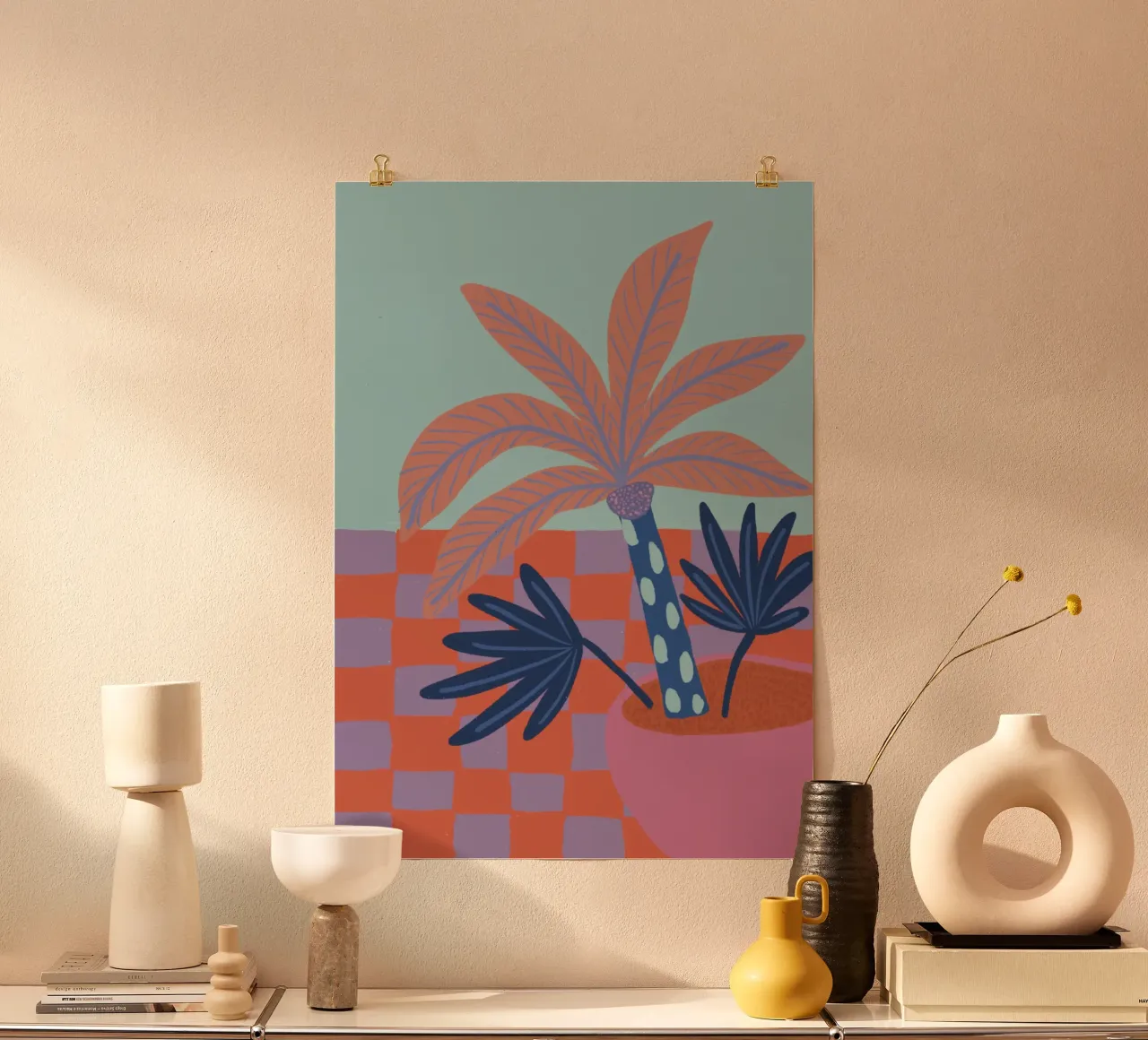 Piccola palma poster con telaio in legno da hej malu