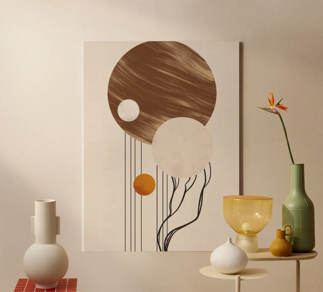 Abstracte planetaire kunst canvas met Baklijst van Whole©