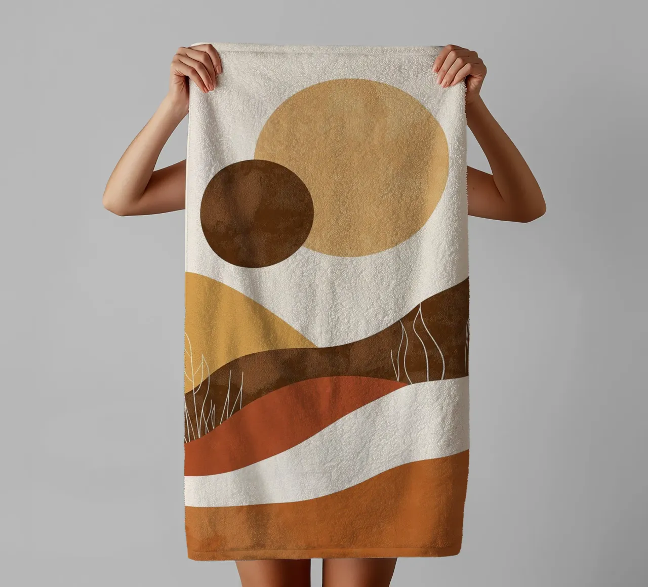 Woestijnlandschap Abstract badhanddoek van Whole©