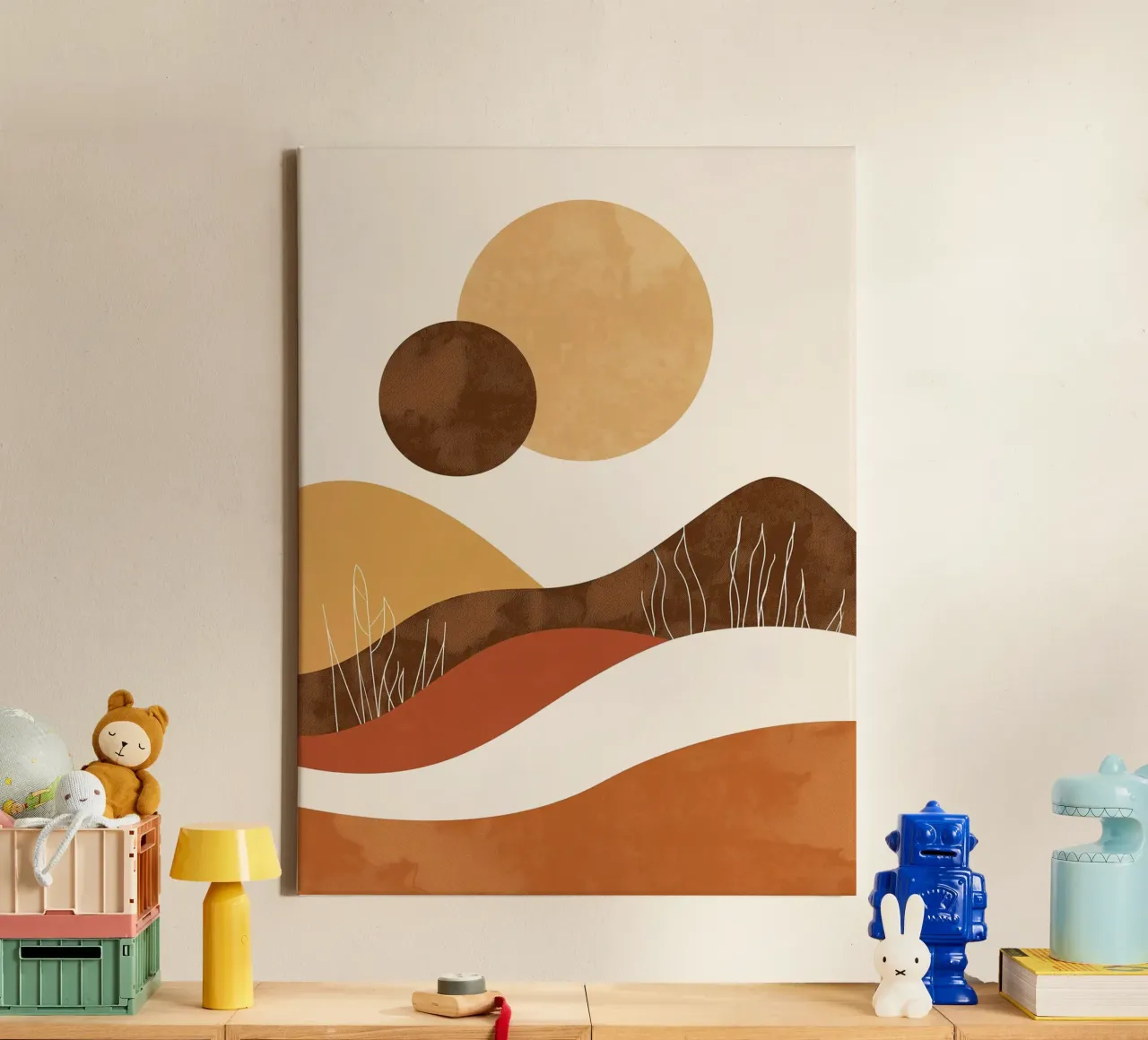 Woestijnlandschap Abstract canvas met Baklijst van Whole©