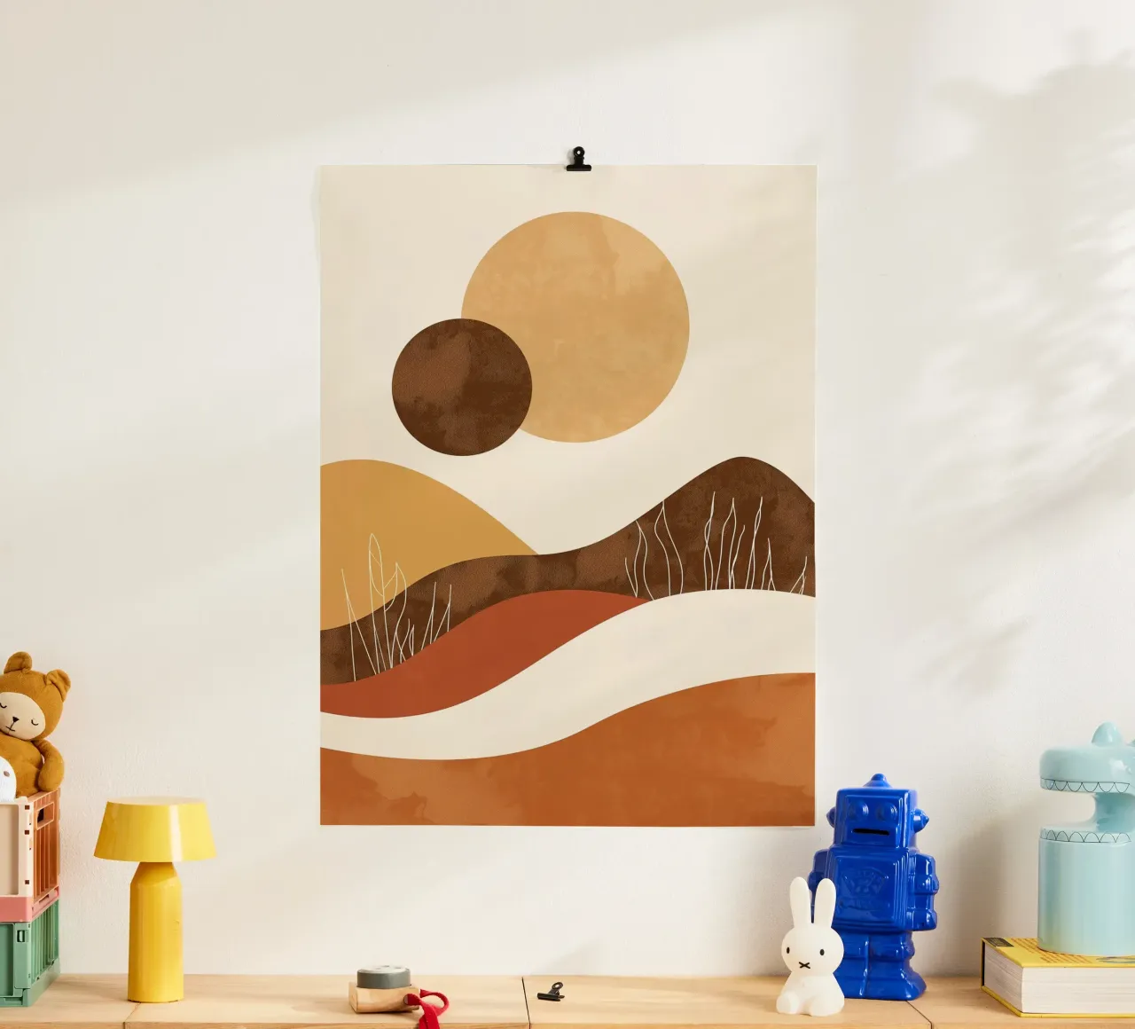 Paesaggio desertico astratto poster con telaio in plastica da Whole©