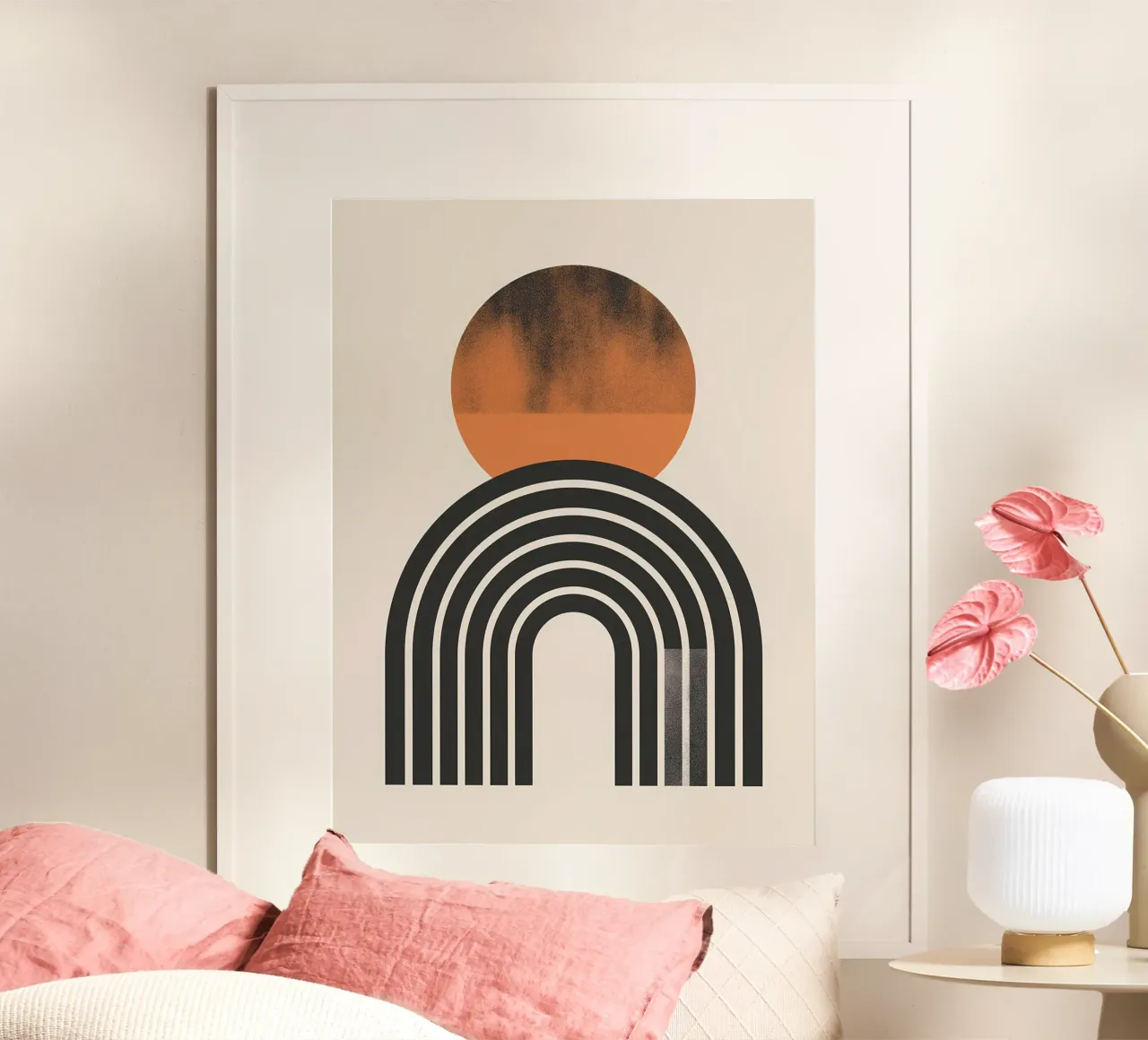 Sole geometrico poster con telaio in plastica da Whole©