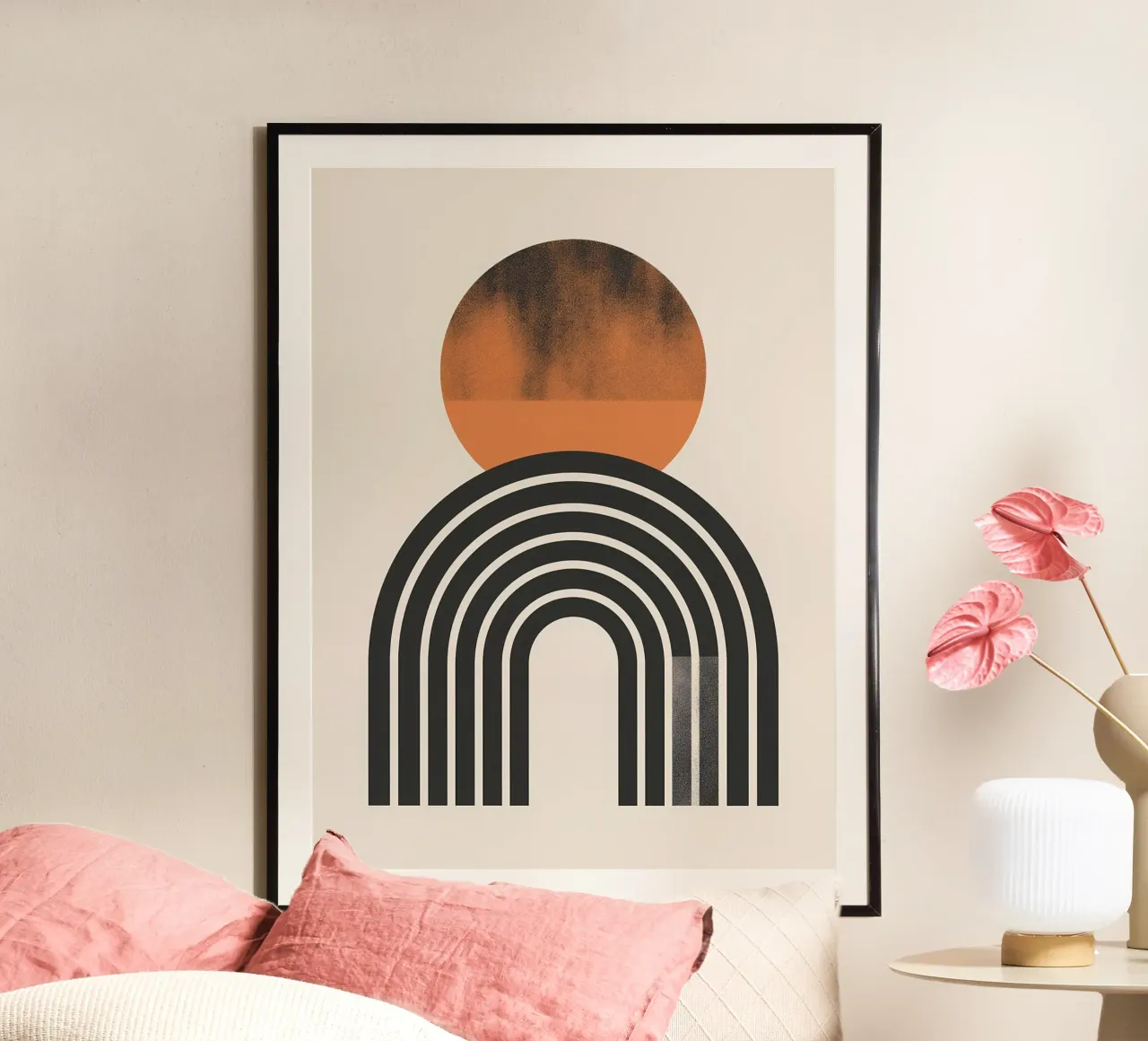 Sole geometrico poster con telaio in plastica da Whole©