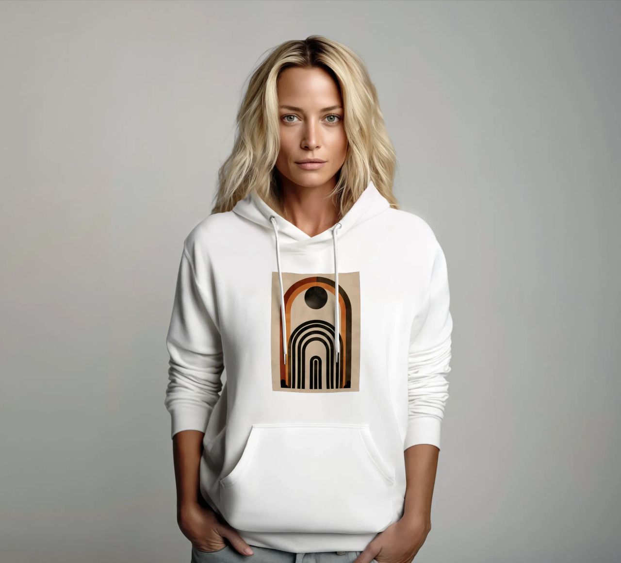 Design geometrico ad arco retrò felpa con cappuccio da Whole©