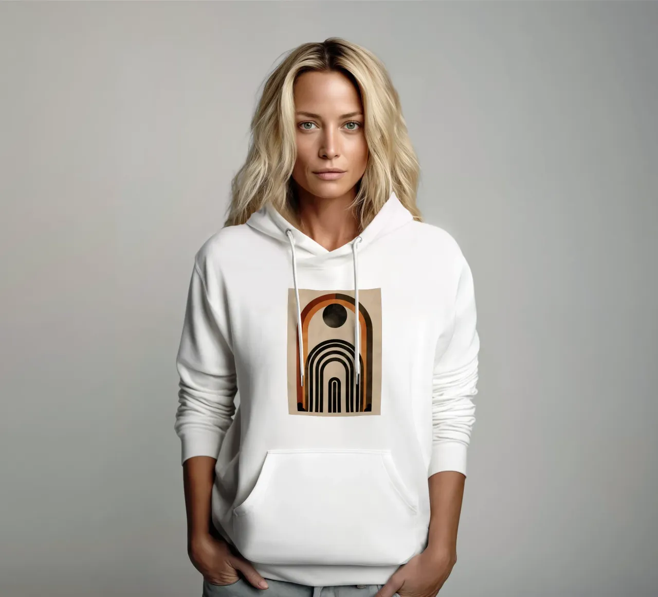 Design geometrico ad arco retrò felpa con cappuccio da Whole©