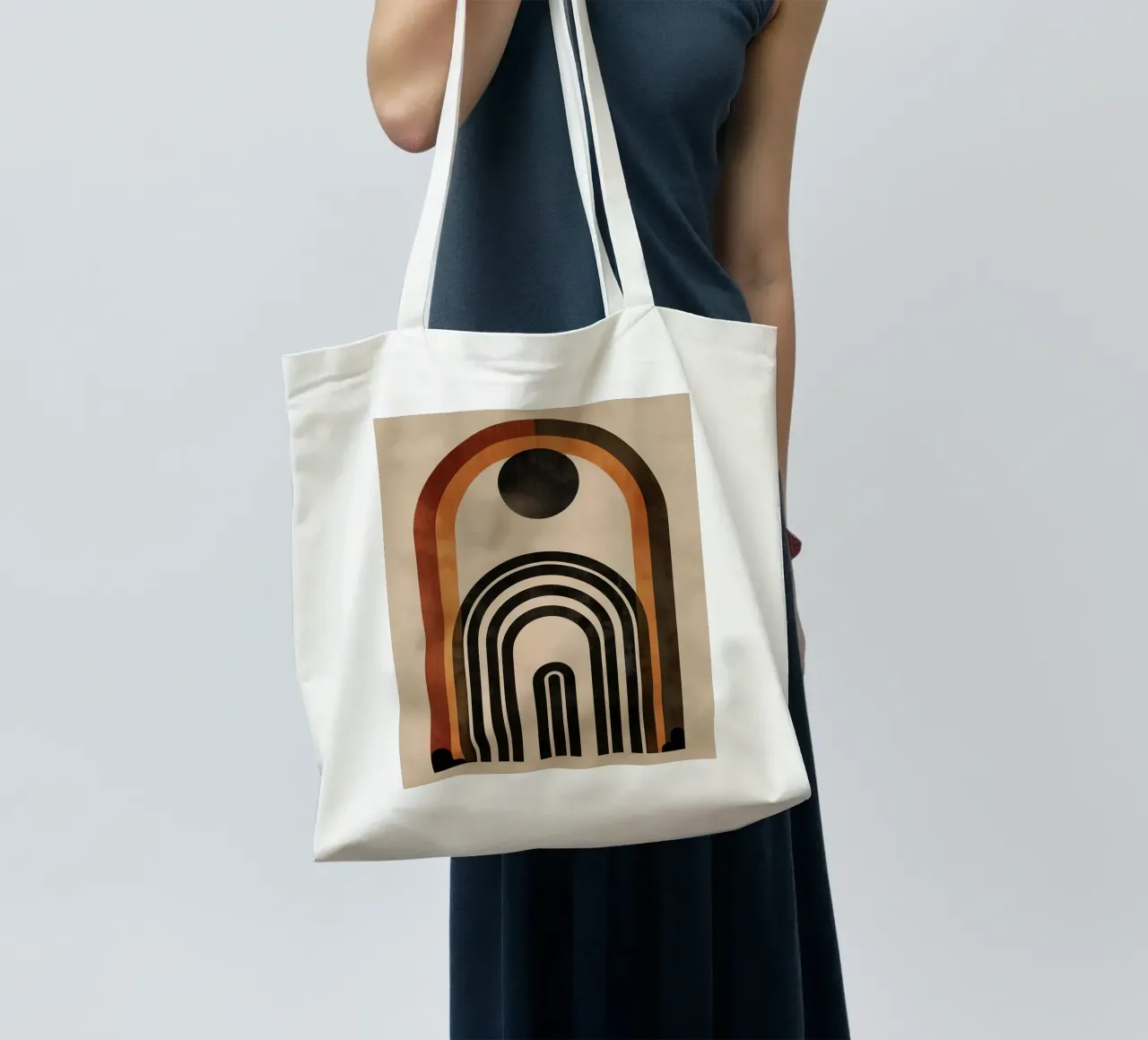 Design geometrico ad arco retrò borsa in juta da Whole©