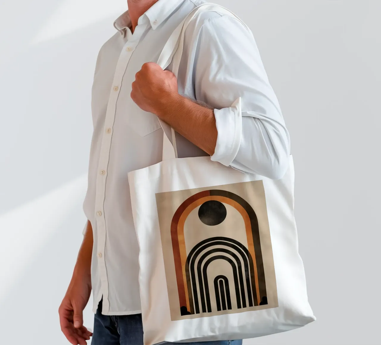 Design geometrico ad arco retrò borsa in juta da Whole©